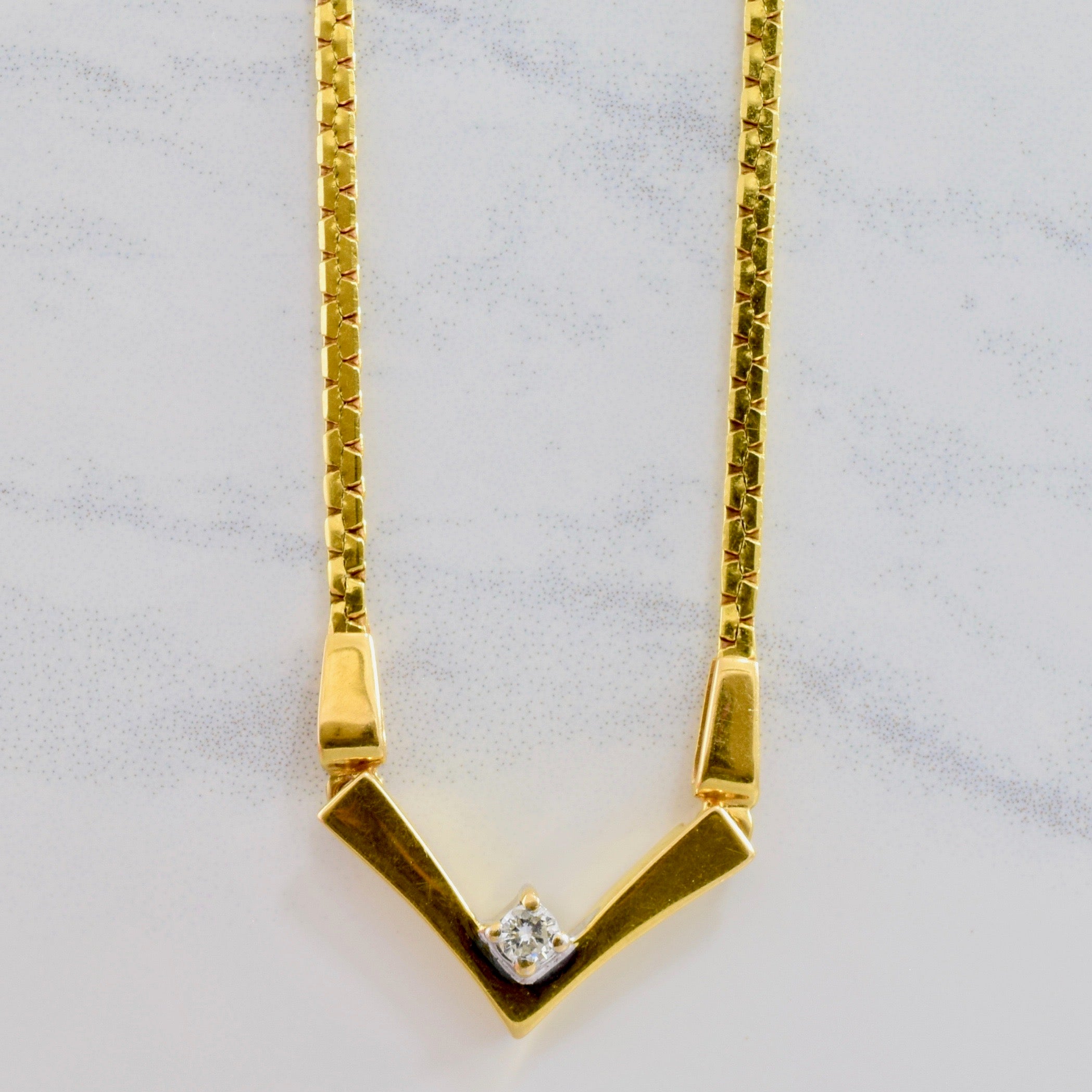 V Shaped Diamond Necklace | 0.12 ct SZ 18" |