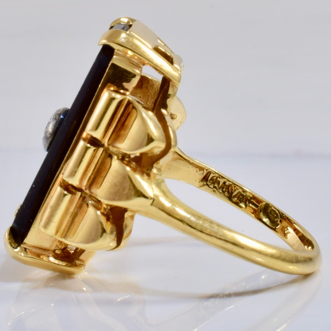 Onyx and Diamond Ring | 0.04 ct SZ 3.25 |