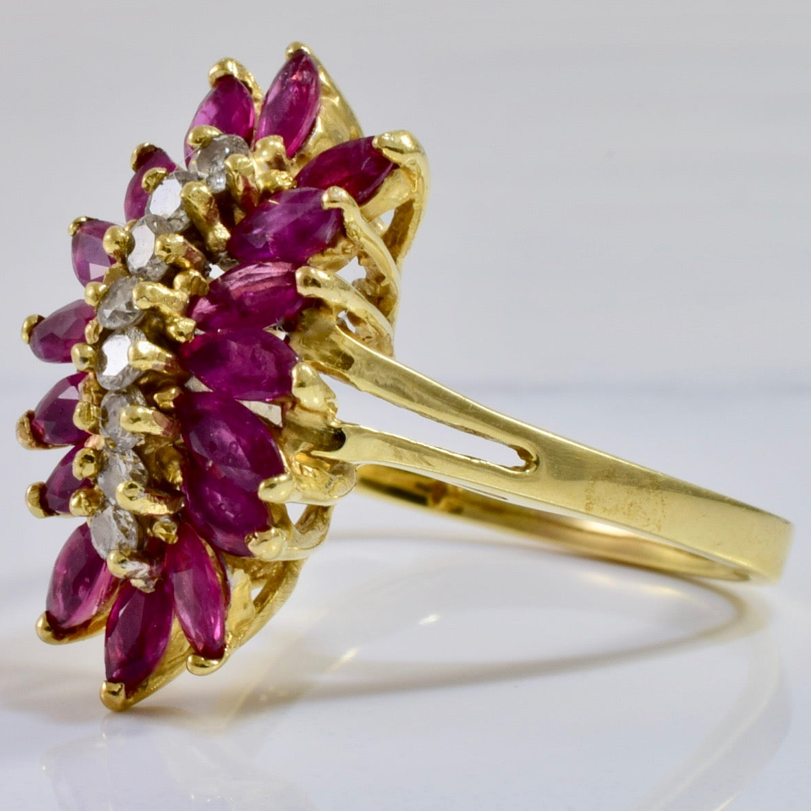 Diamond and Ruby Cluster Ring | 0.24 ctw SZ 7 |
