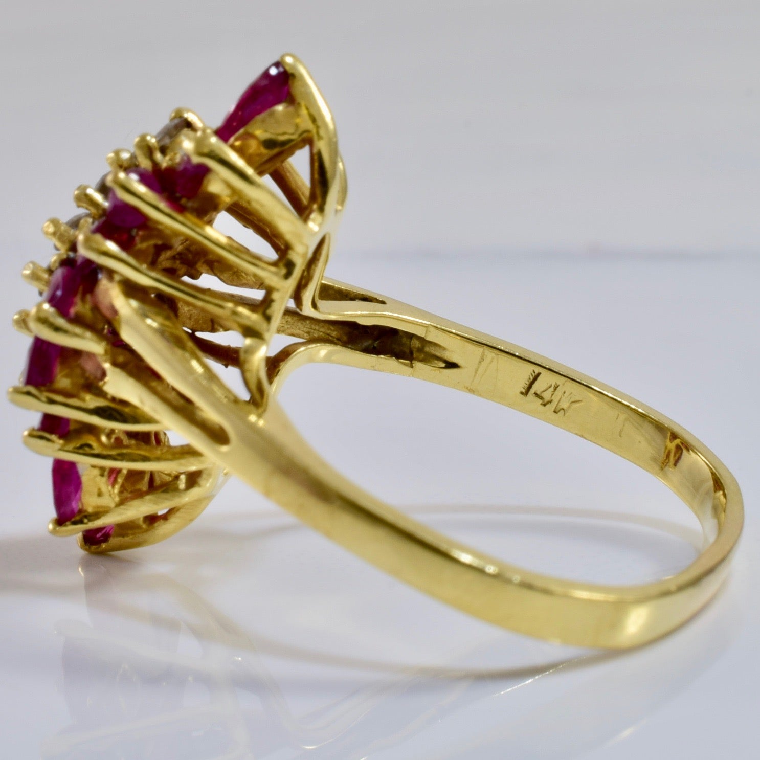 Diamond and Ruby Cluster Ring | 0.24 ctw SZ 7 |