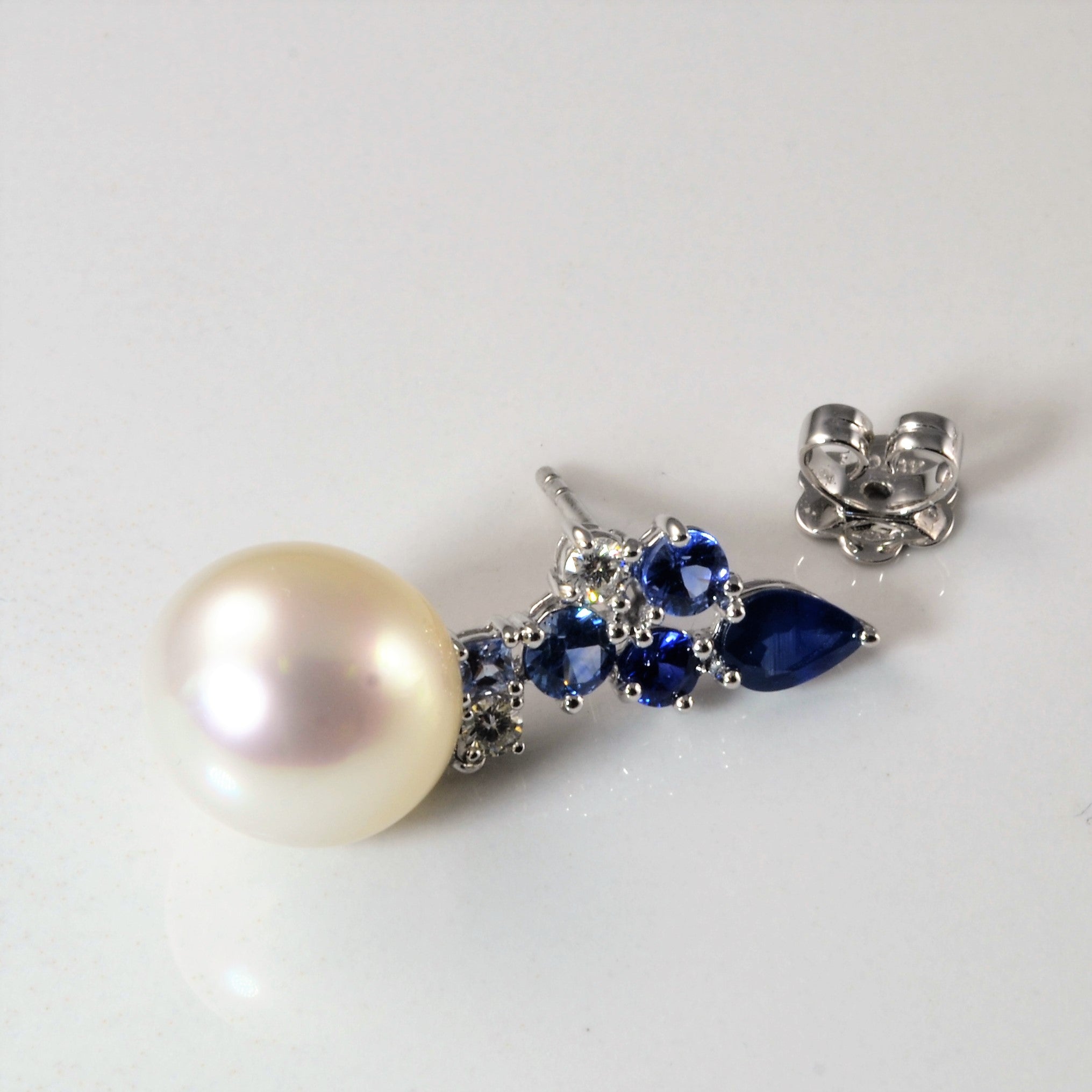 'Autore' Sapphire & Diamond South Sea Pearl Earrings | 0.23ctw, 2.42ctw |
