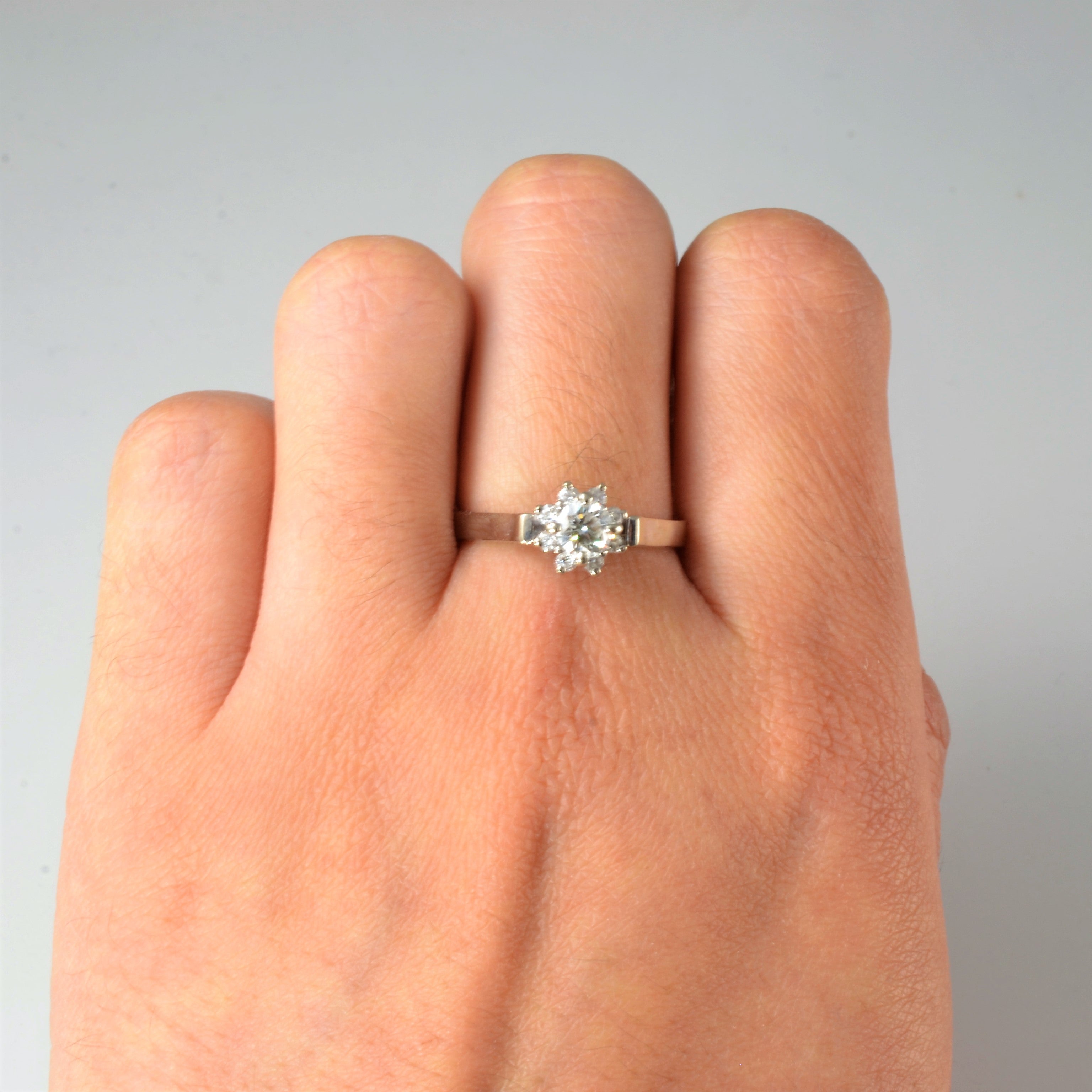 Cluster Cathedral Engagement Ring | 0.54ctw | SZ 7.75 |