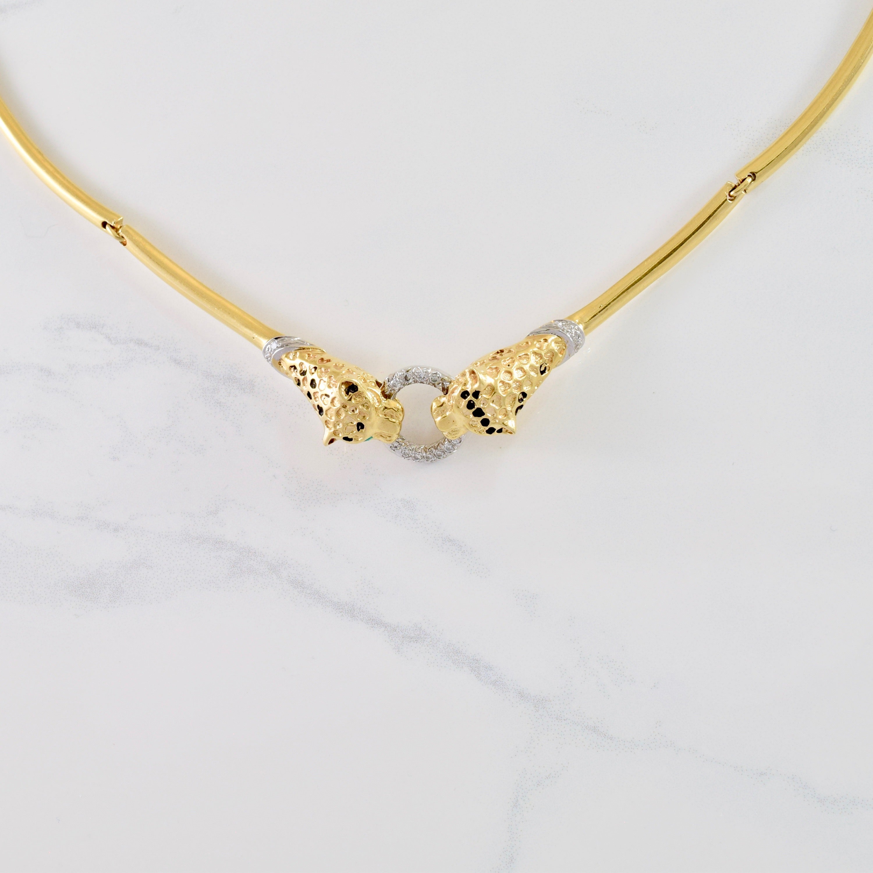 Collier Léopard Diamant | 0,24 ct au total Taille 15" |