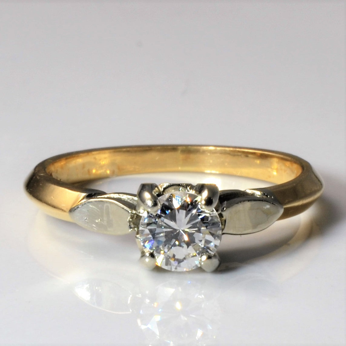 Retro Two Tone Engagement Ring | 0.45ct | SZ 6 |