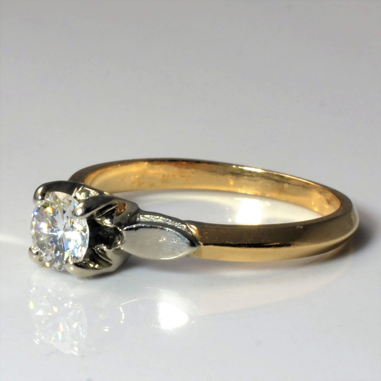 Retro Two Tone Engagement Ring | 0.45ct | SZ 6 |