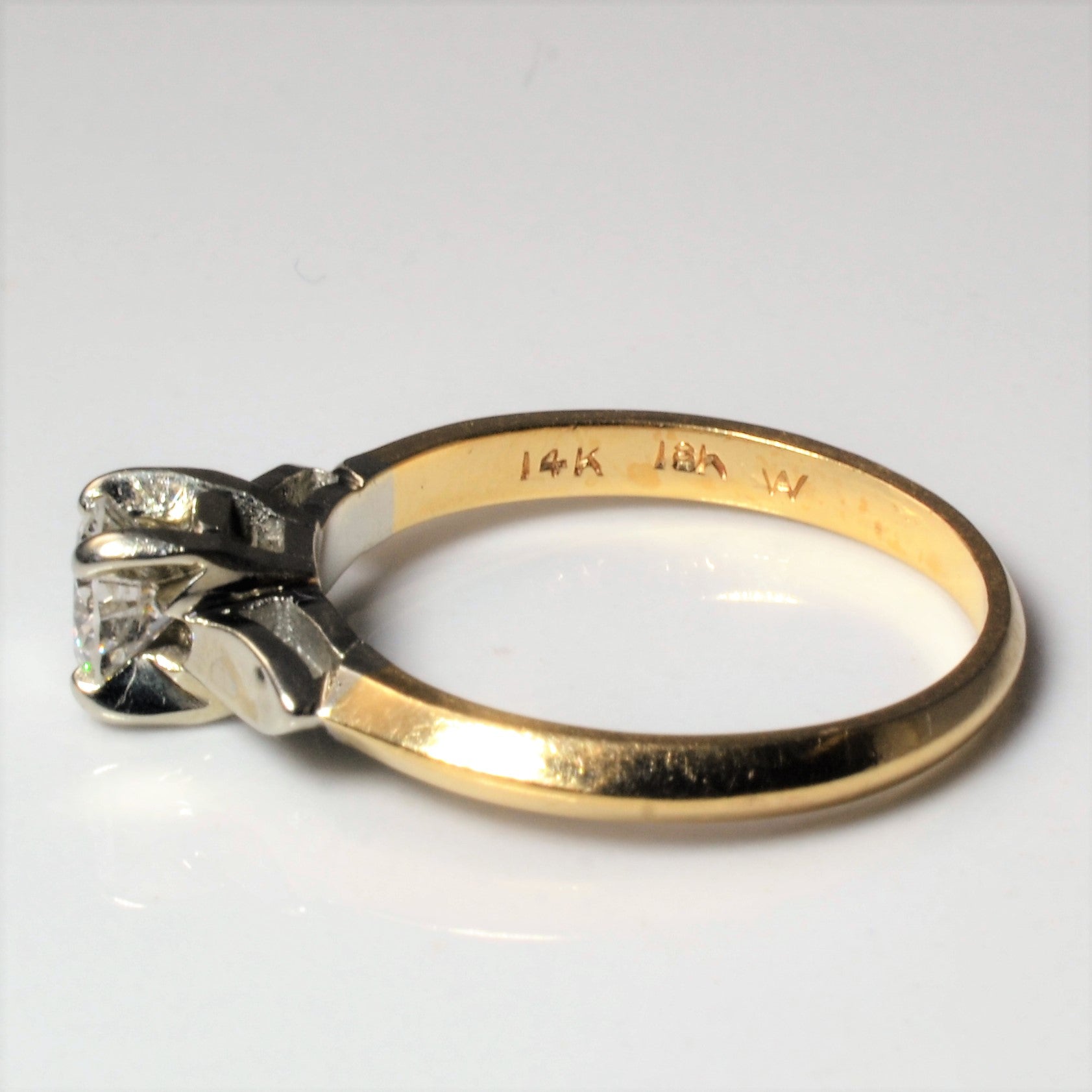 Retro Two Tone Engagement Ring | 0.45ct | SZ 6 |