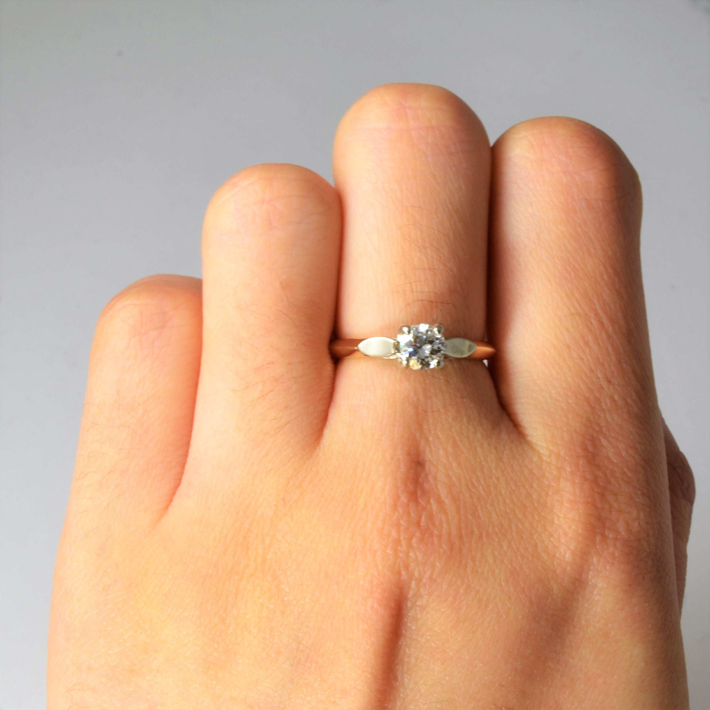 Retro Two Tone Engagement Ring | 0.45ct | SZ 6 |