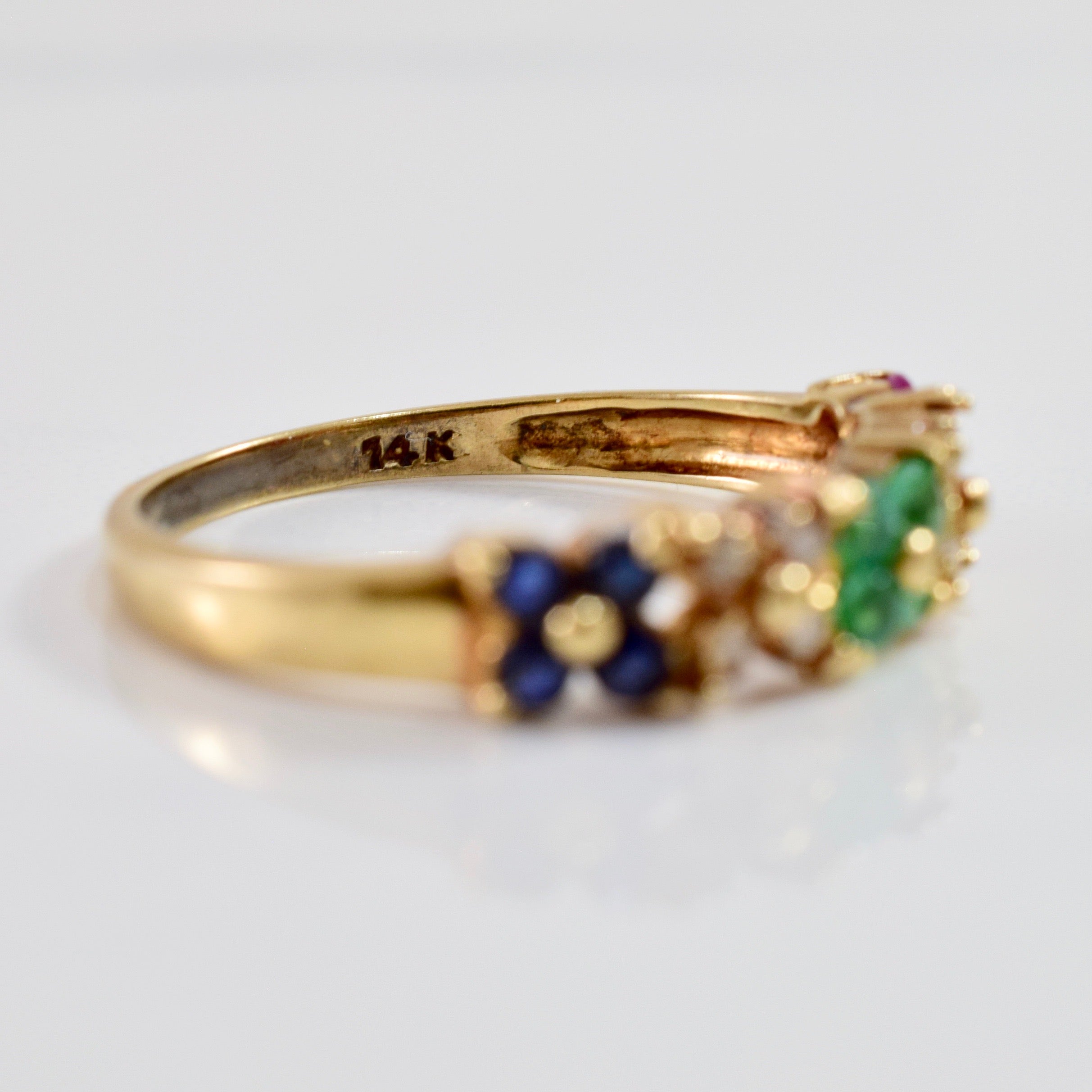Floral Multi Gem Ring | 0.07 ctw SZ 7.25 |