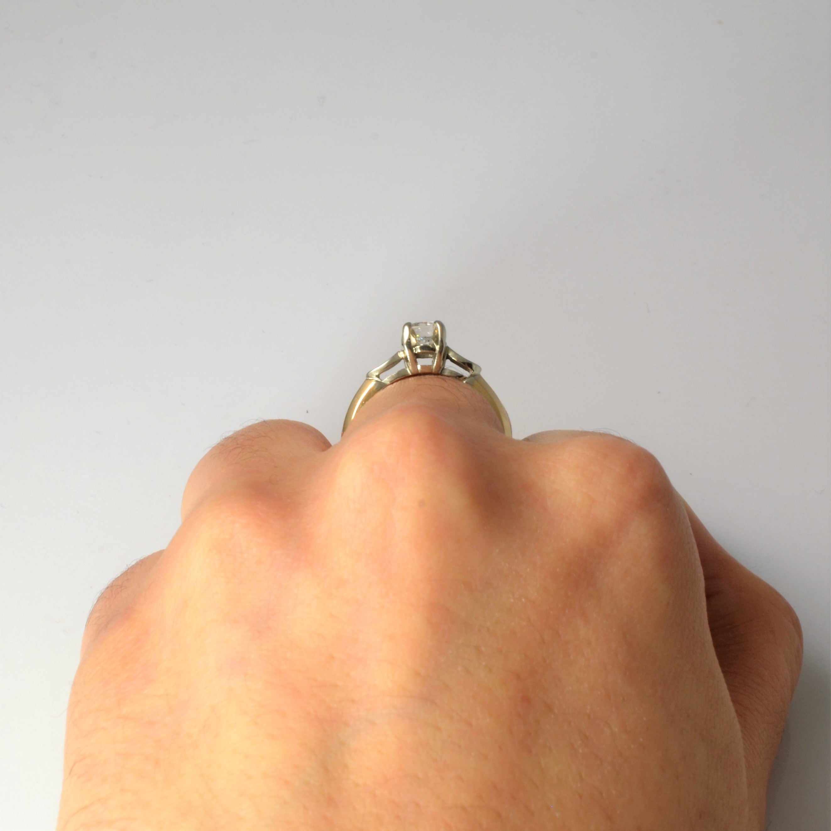 Retro Two Tone Engagement Ring | 0.45ct | SZ 6 |