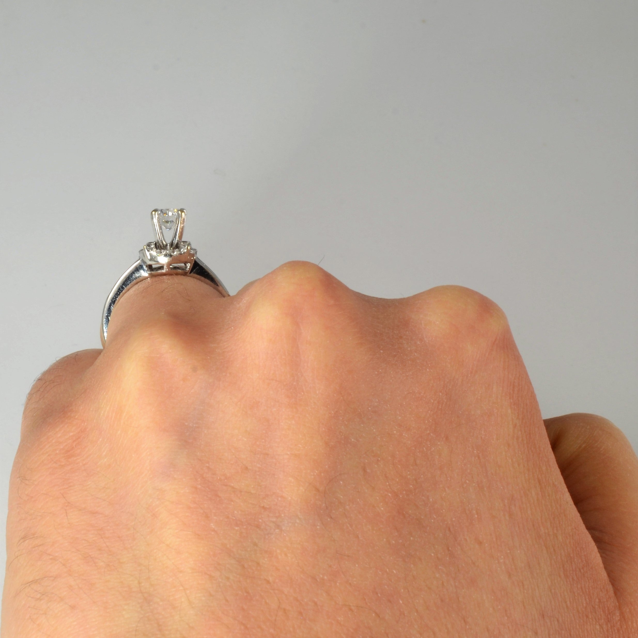 Princess Side Channel Halo Engagement Ring | 0.79ctw | SZ 4.75 |