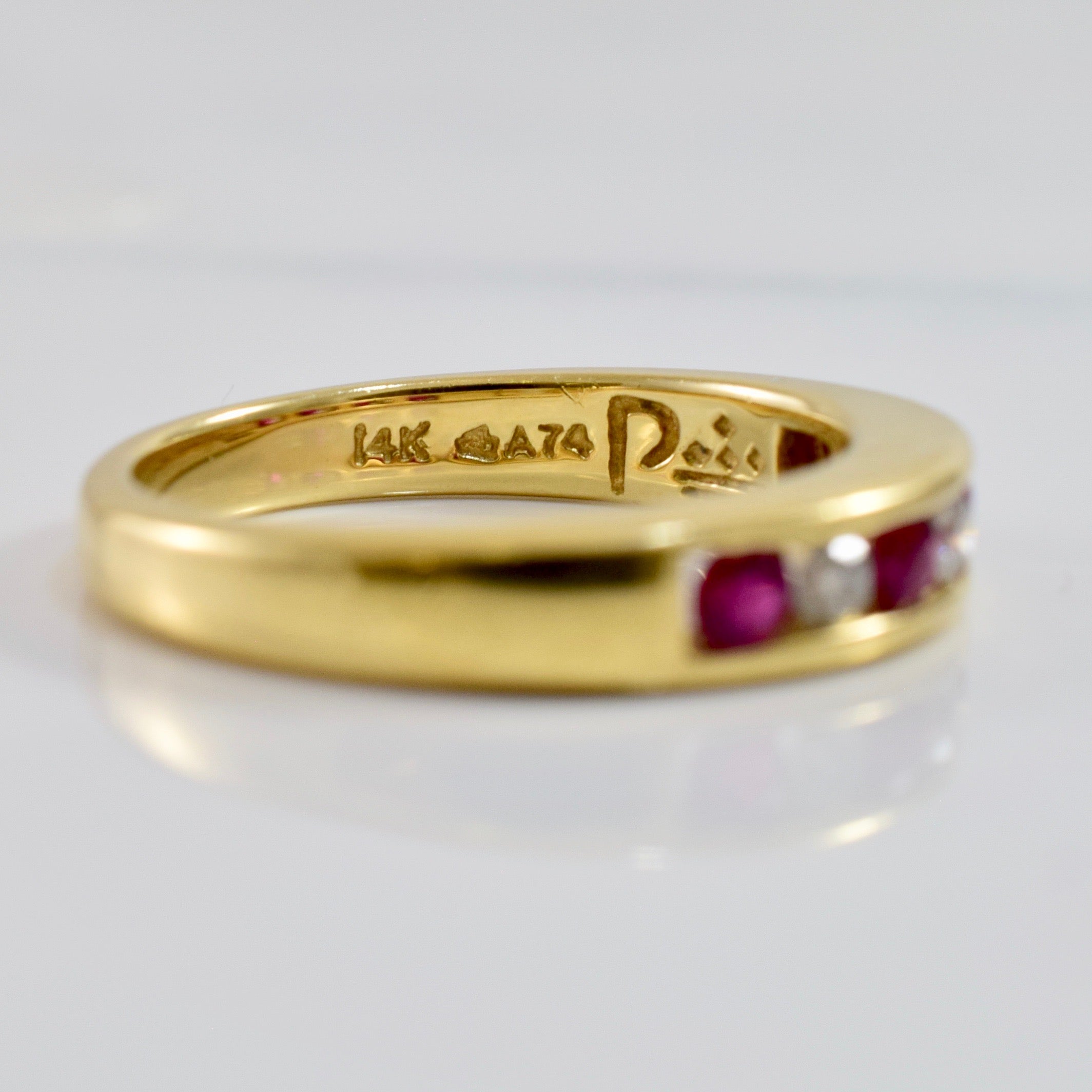 Channel Set Ruby and Diamond Band | 0.16 ctw SZ 7 |