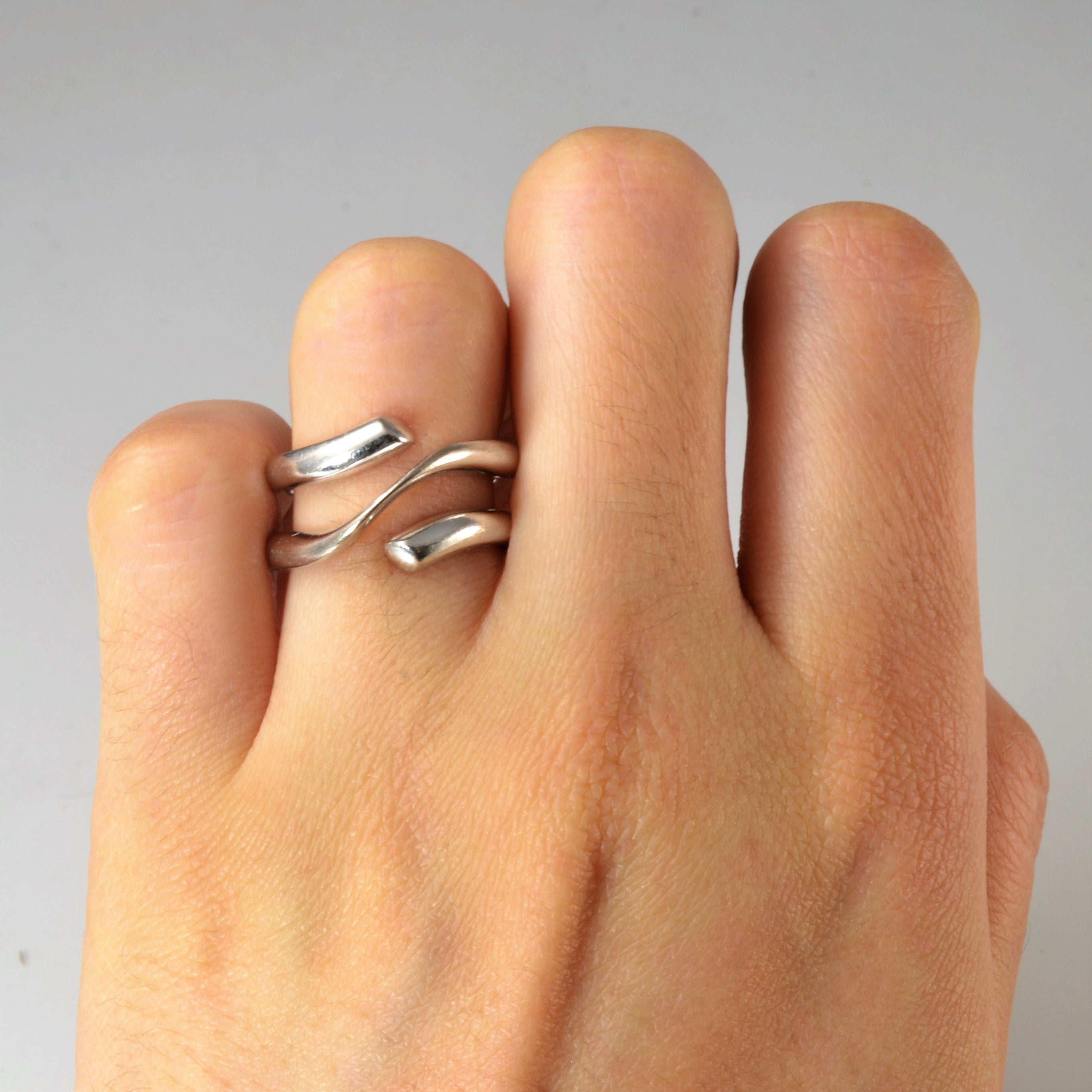 Vintage 'Georg Jensen' White Gold Wrap Ring | SZ 5.75 |