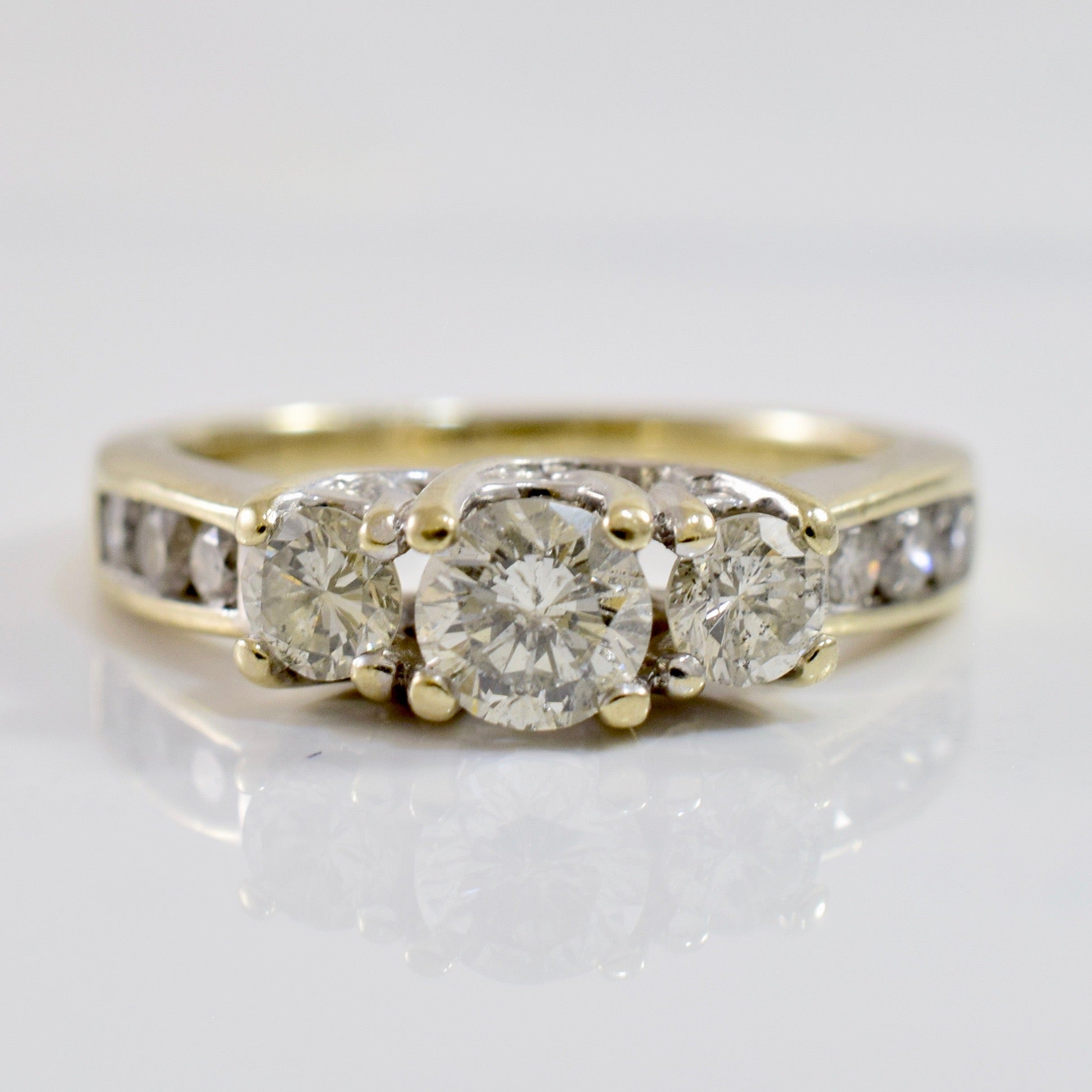 Three Stone Diamond Accent Engagement Ring | 0.81 ctw SZ 5 |