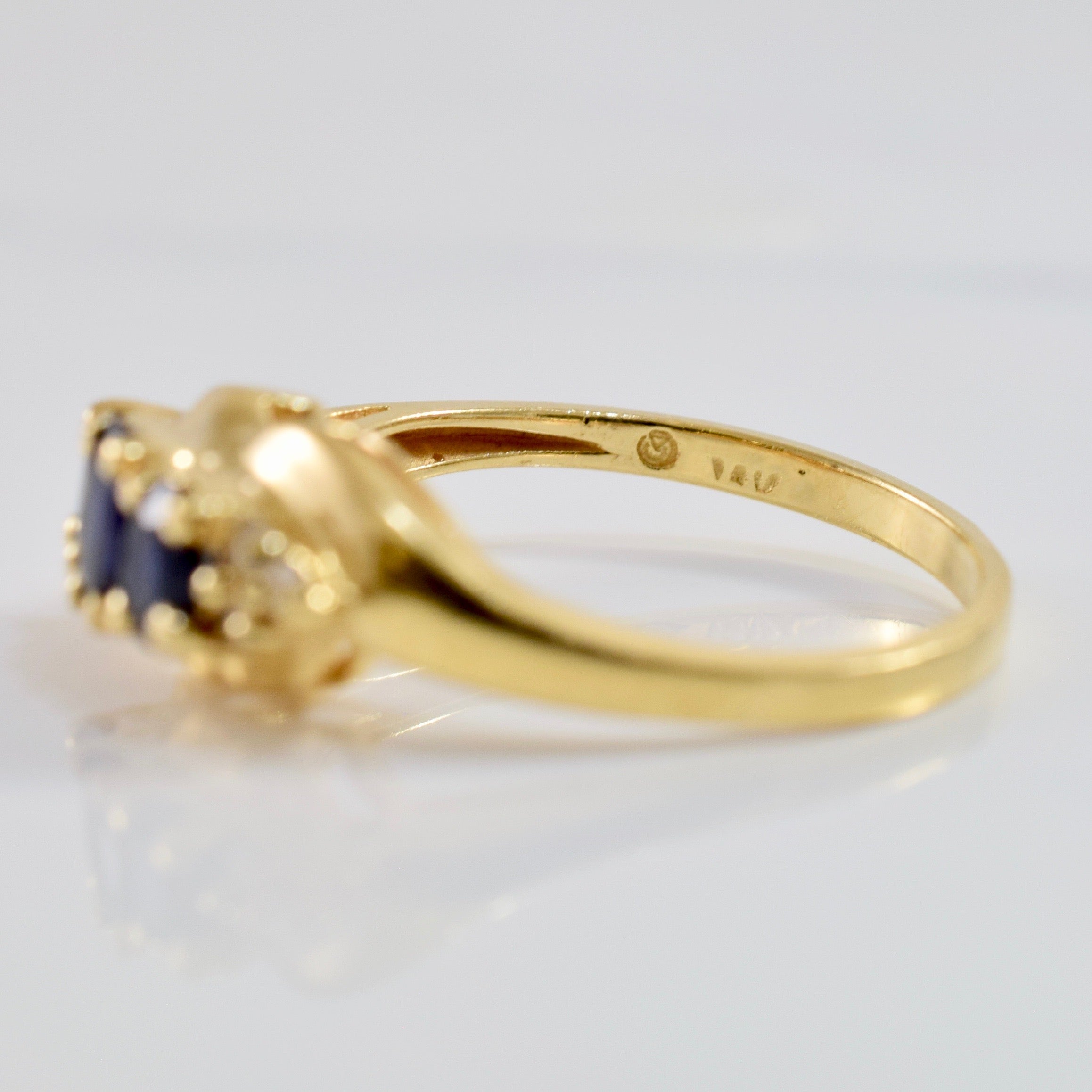 Three Stone Sapphire and Diamond Ring | 0.05 ctw SZ 6.5 |