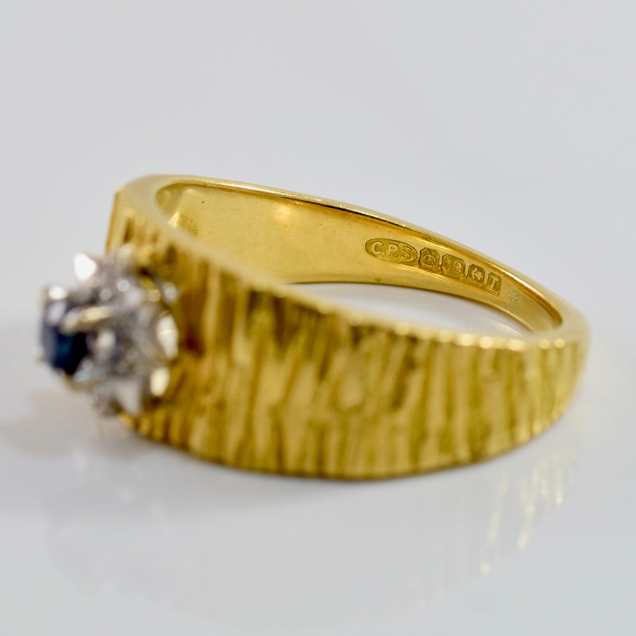 Textured Diamond and Sapphire Ring | 0.04 ctw SZ 8.75 |