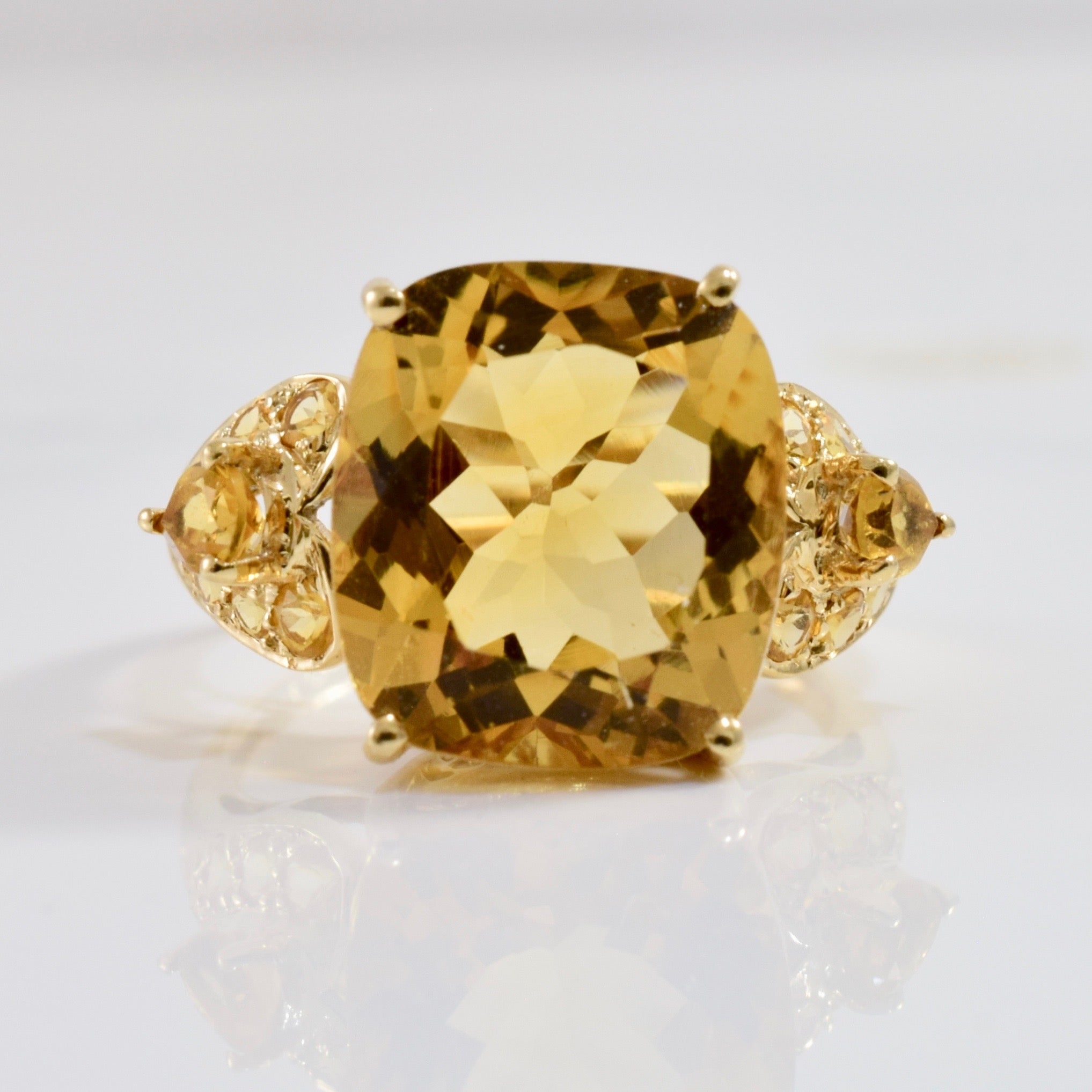 Cushion cut hot sale citrine ring