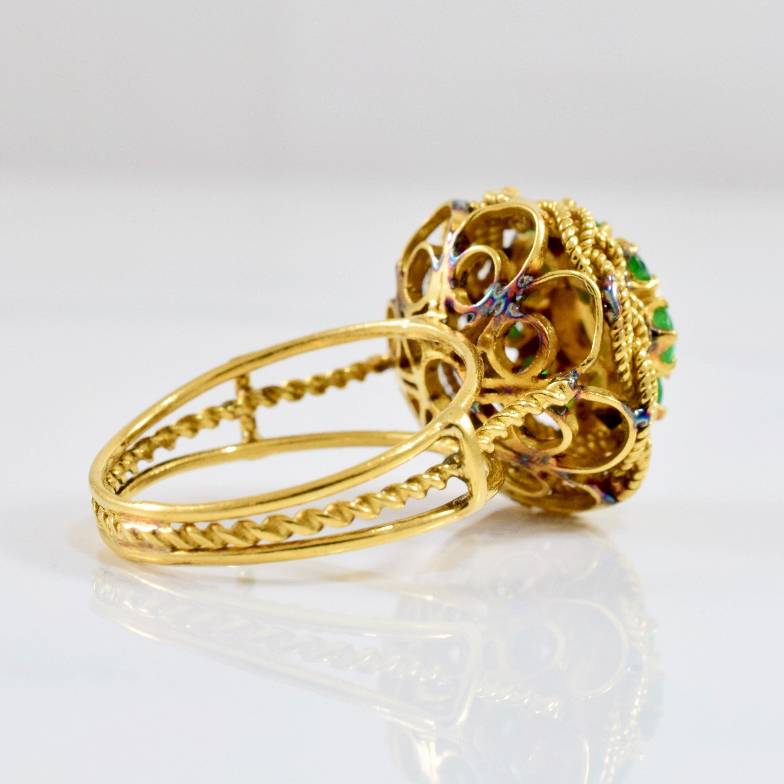 Bague sertie de perles et d'émeraudes | Taille 6,75 |