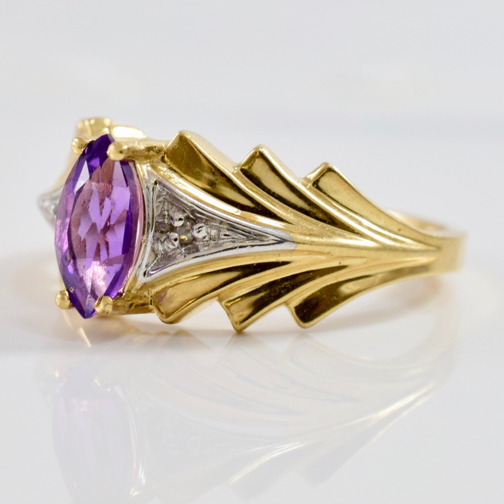 Amethyst and Diamond Ring | 0.01 ctw SZ 6 |