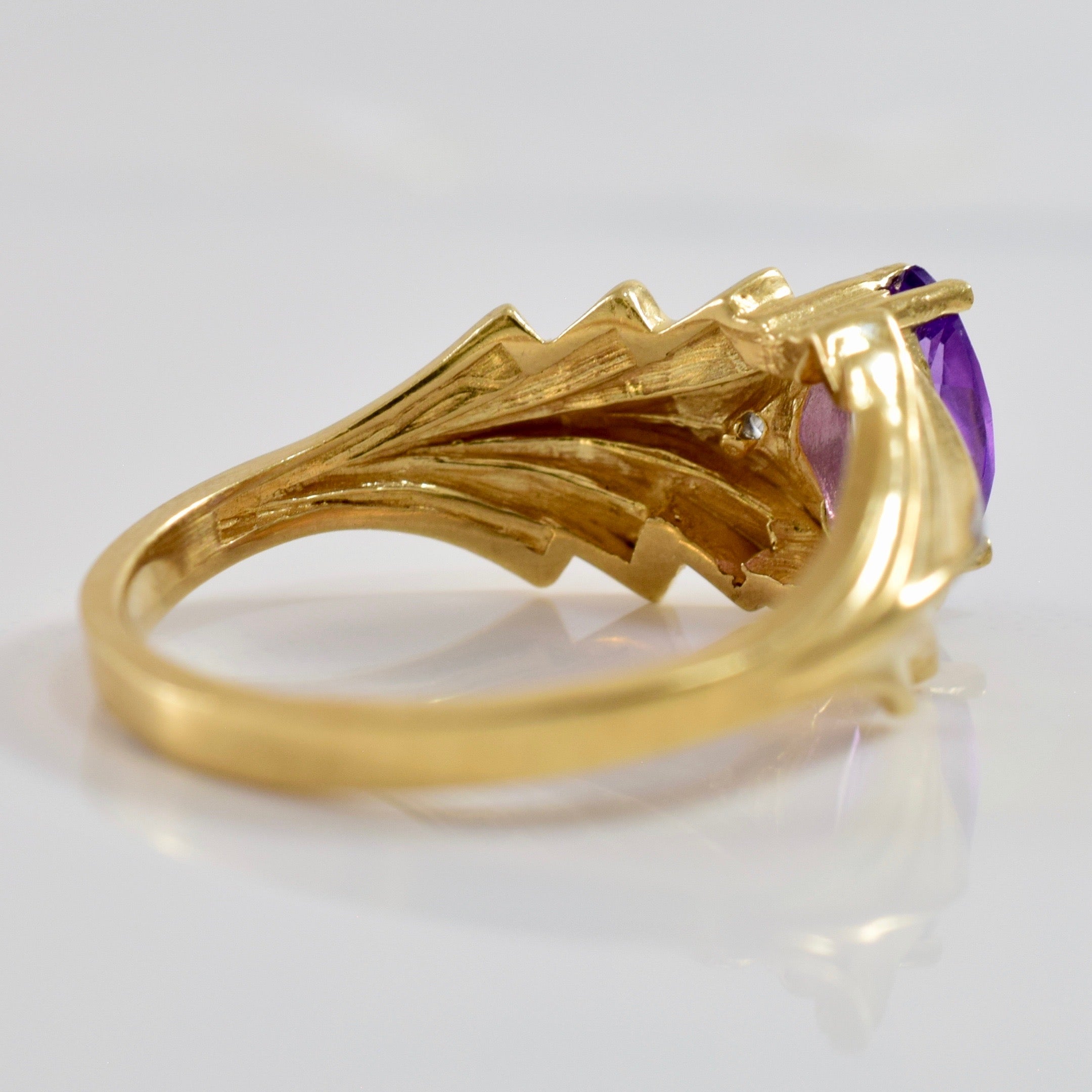 Amethyst and Diamond Ring | 0.01 ctw SZ 6 |