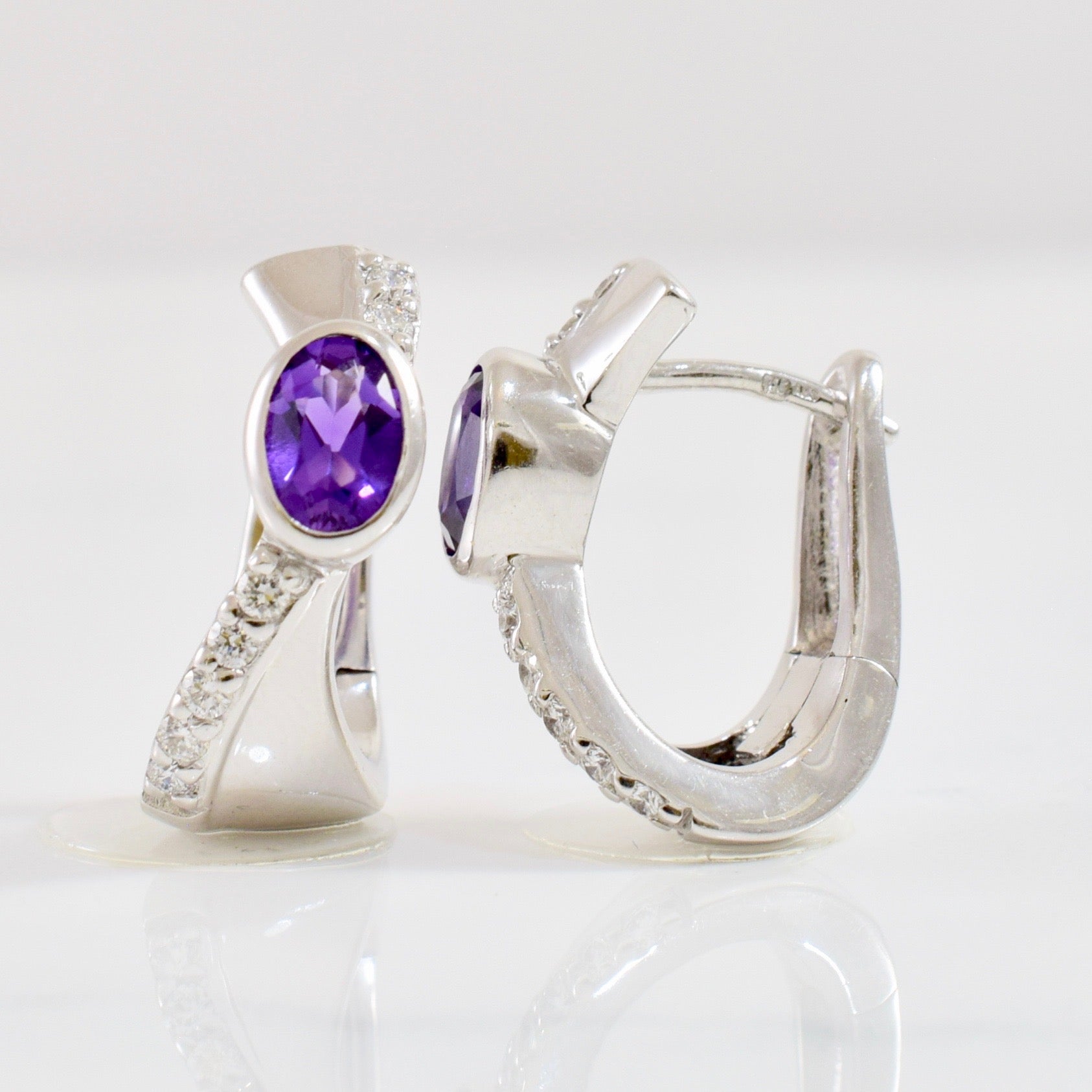 Bezel Set Amethyst Earrings | 0.20 ctw |