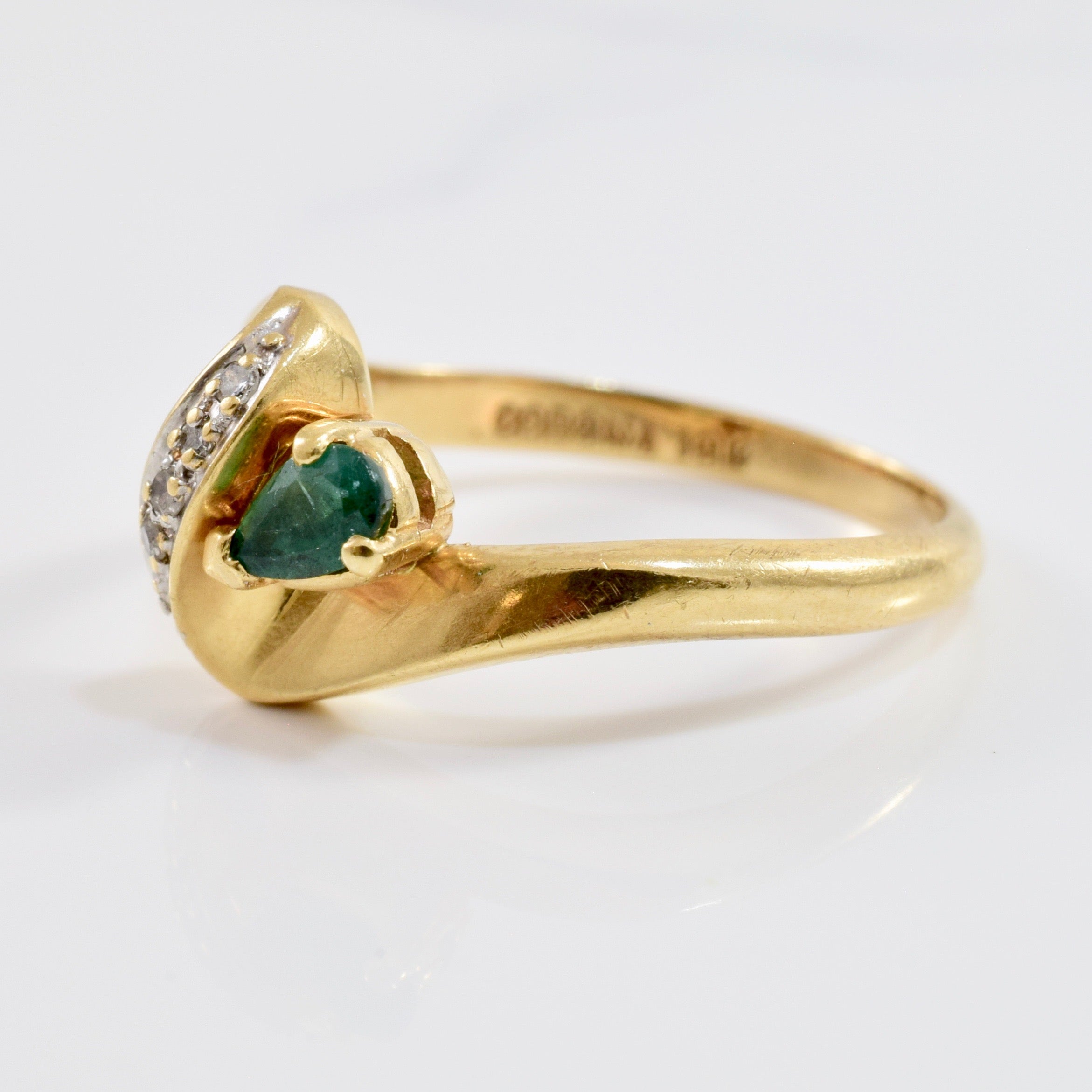 Bypass Emerald and Diamond Ring | 0.03 ctw SZ 6.5 |