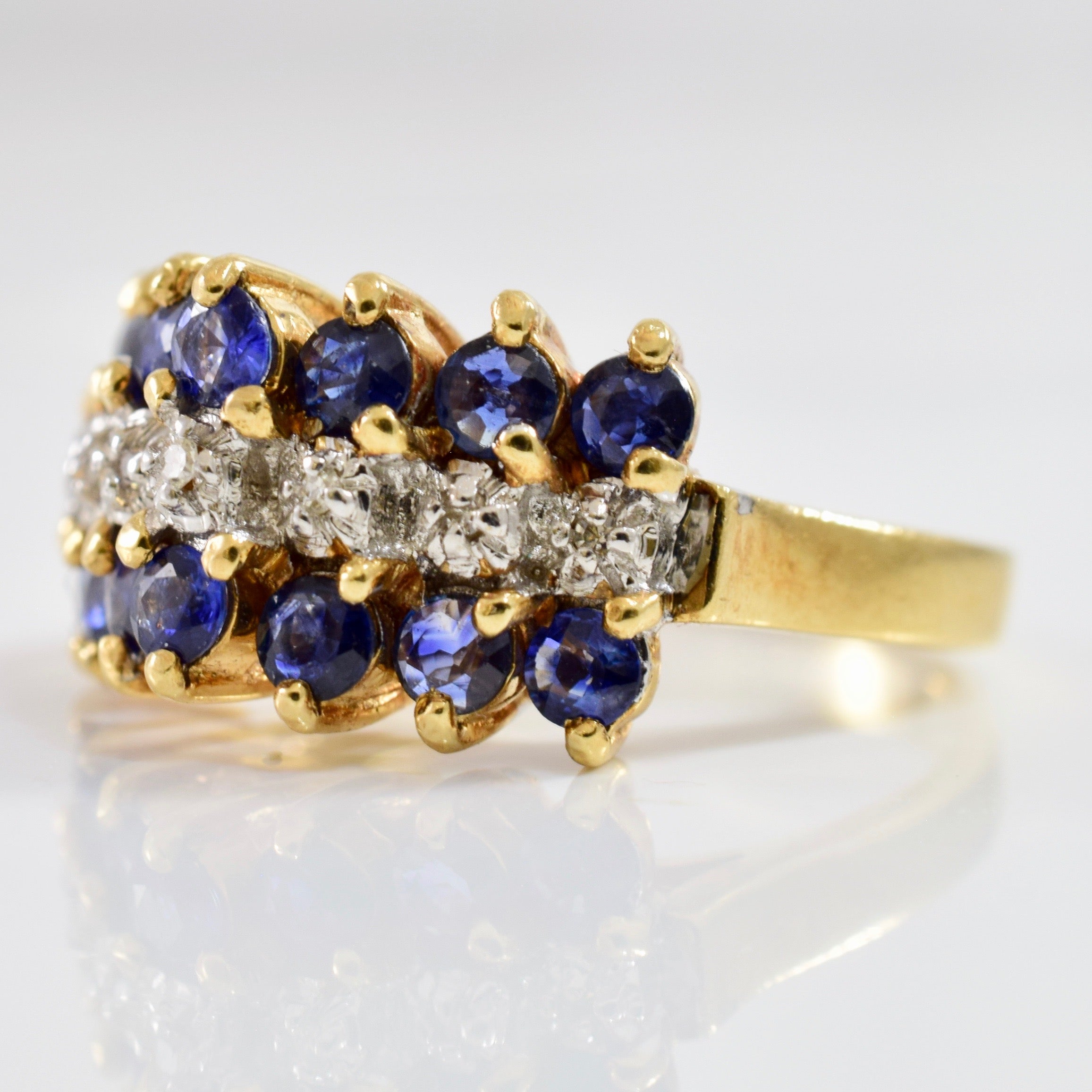 High Set Diamond and Sapphire Ring | 0.03 ctw SZ 7 |