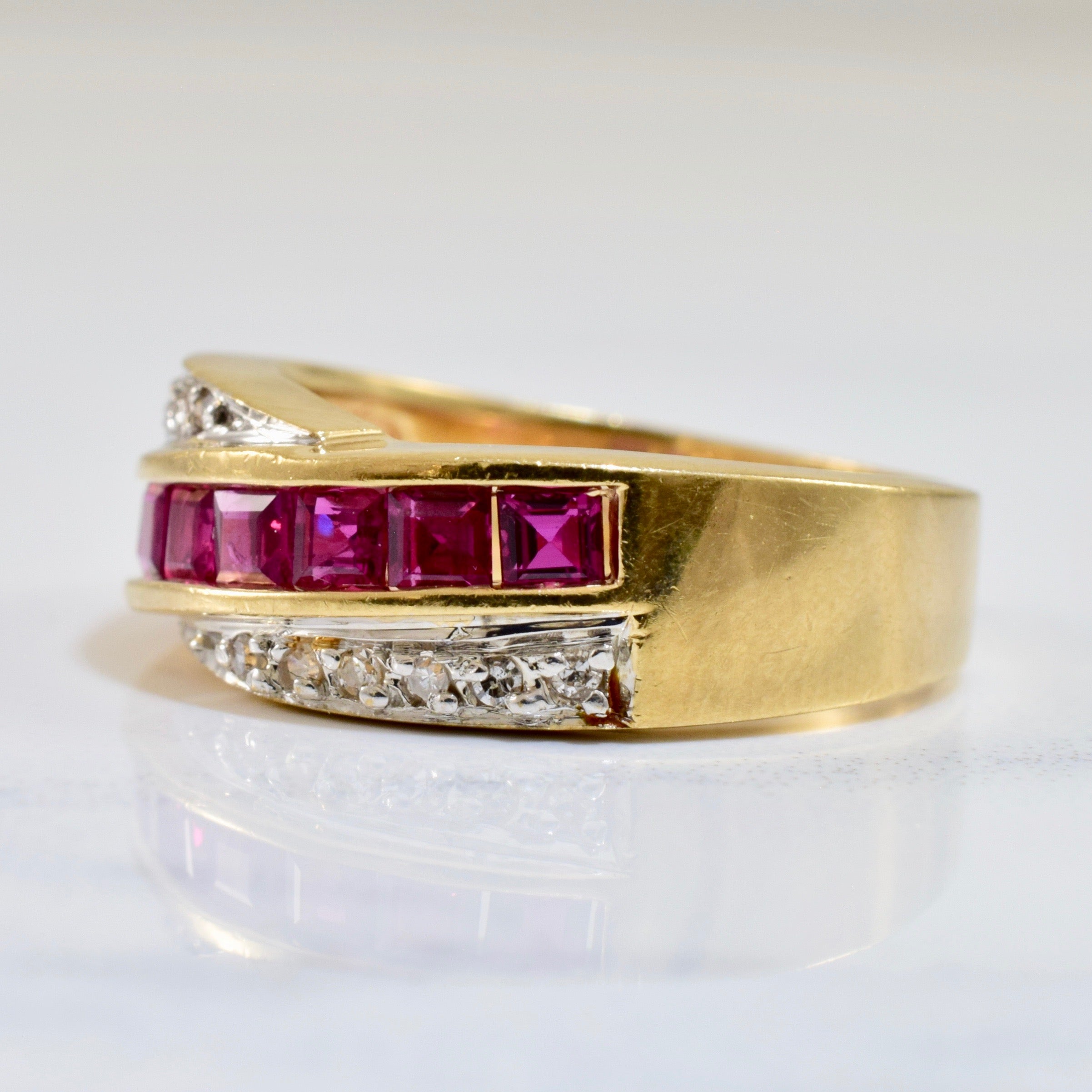 Ruby and Diamond Ring | 0.06 ctw SZ 6.25 |