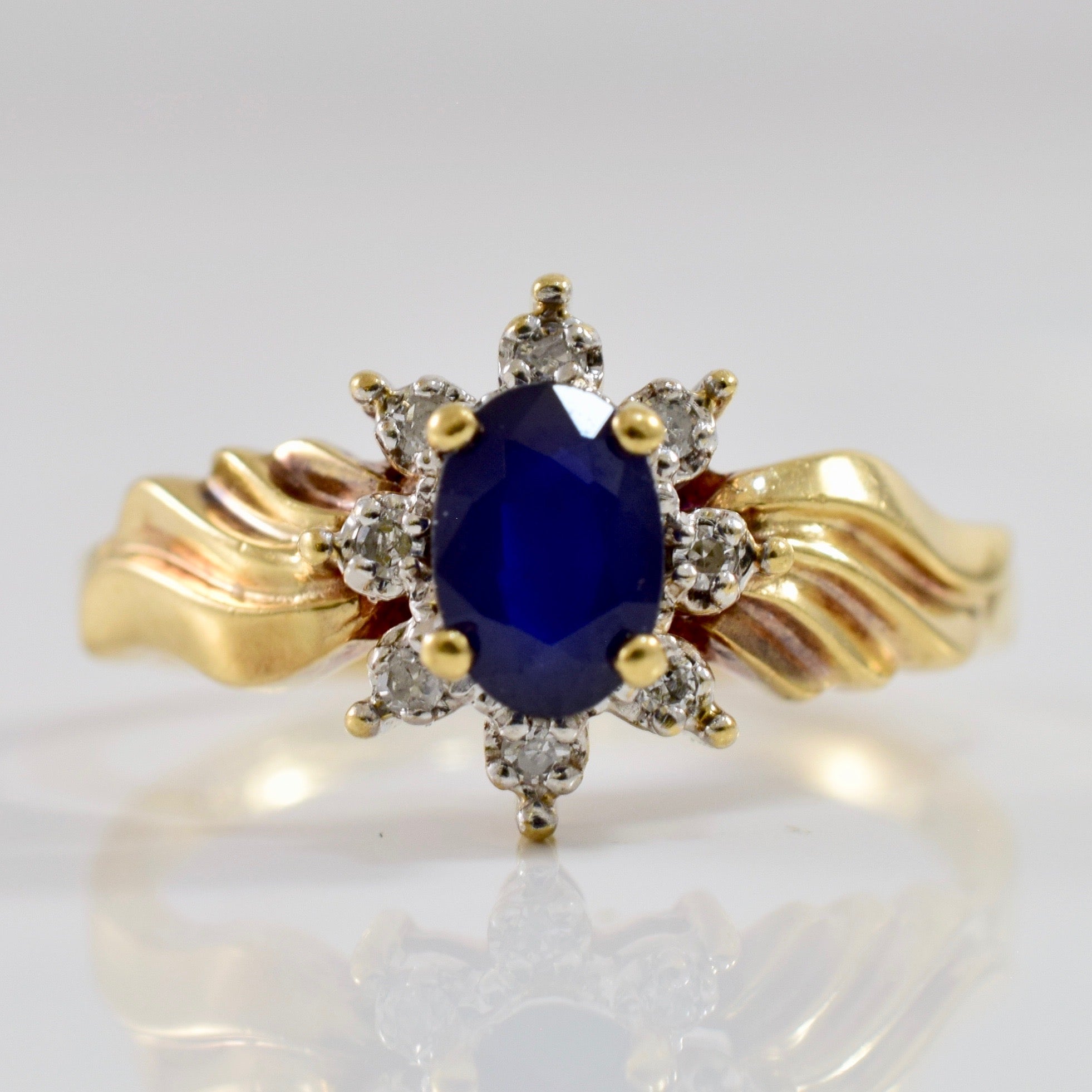 Sapphire and Diamond Halo Ring | 0.03 ctw SZ 6 |