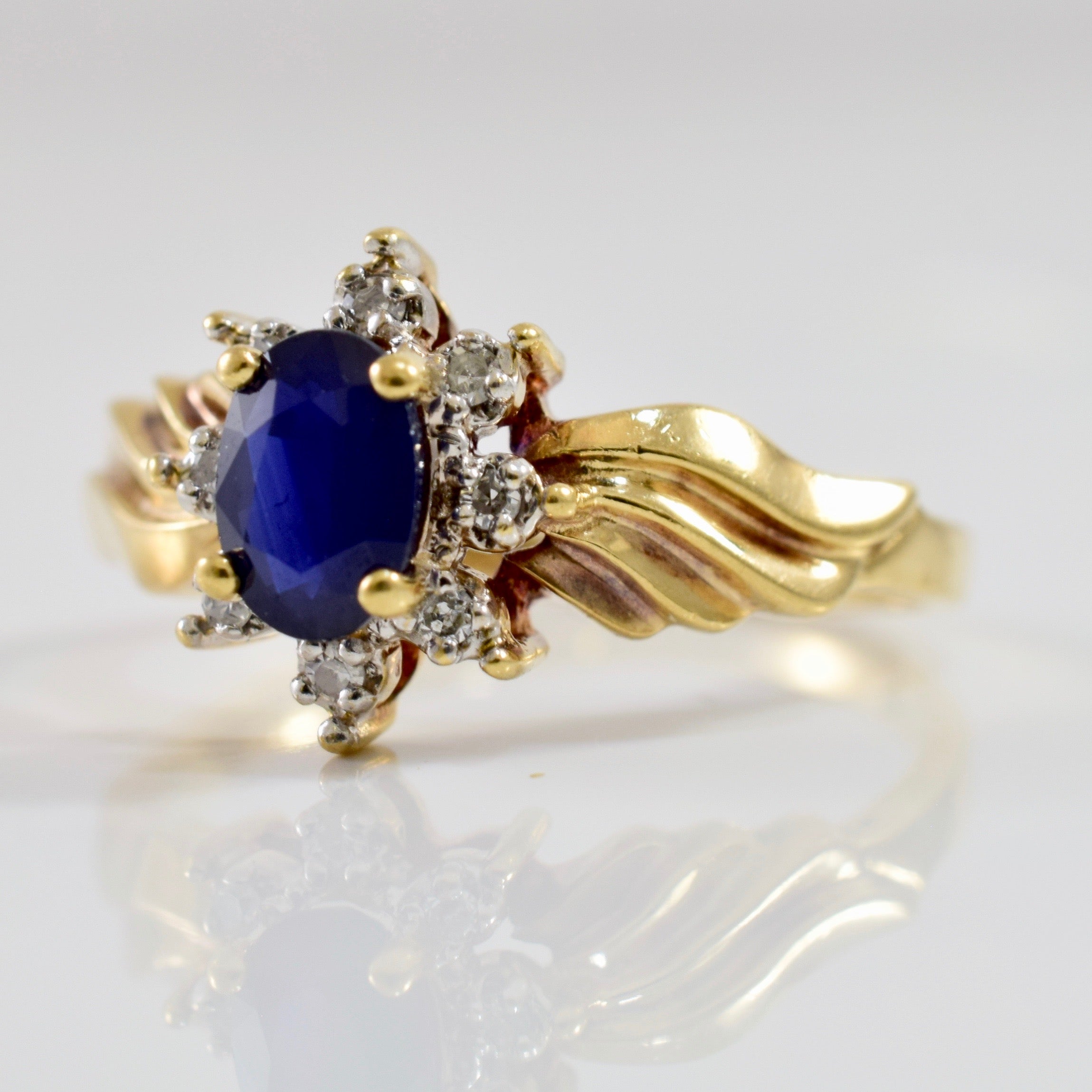 Sapphire and Diamond Halo Ring | 0.03 ctw SZ 6 |