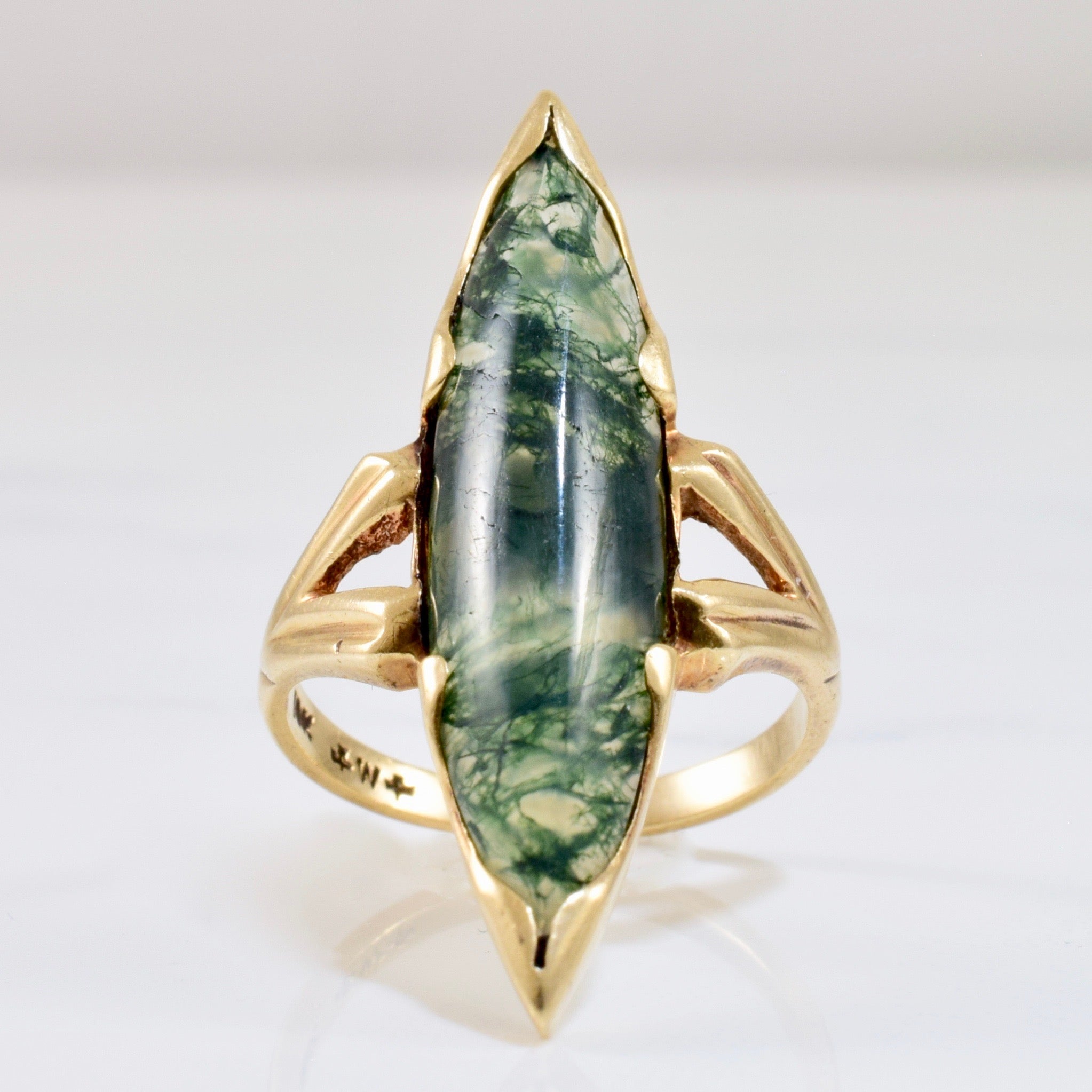 Bague vintage en agate mousse | Taille 5,5 |