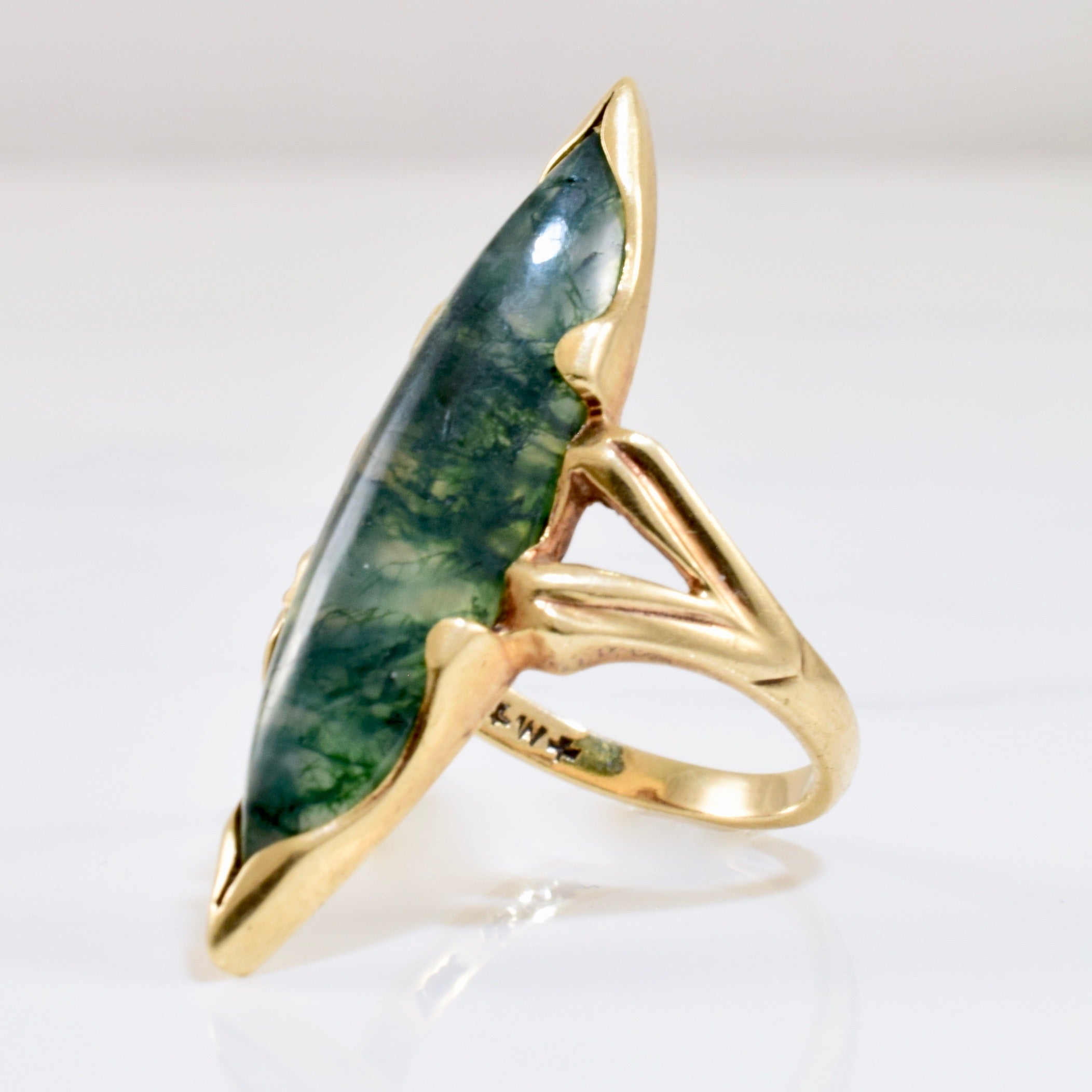 Bague vintage en agate mousse | Taille 5,5 |
