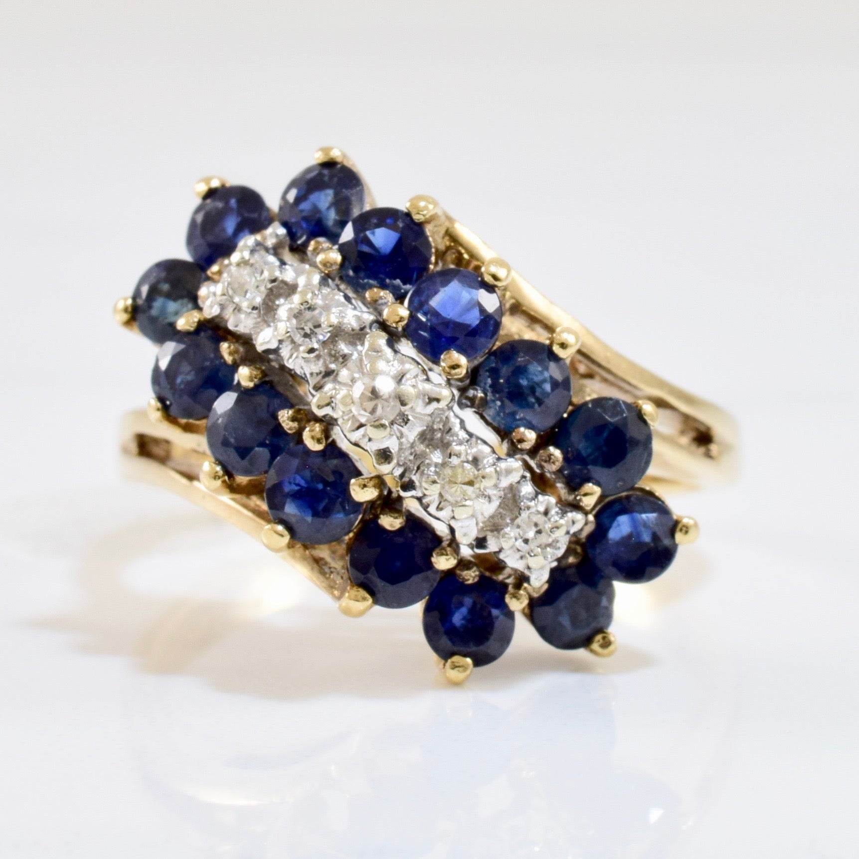 Sapphire and Diamond Bypass Ring | 0.02 ctw SZ 7 |