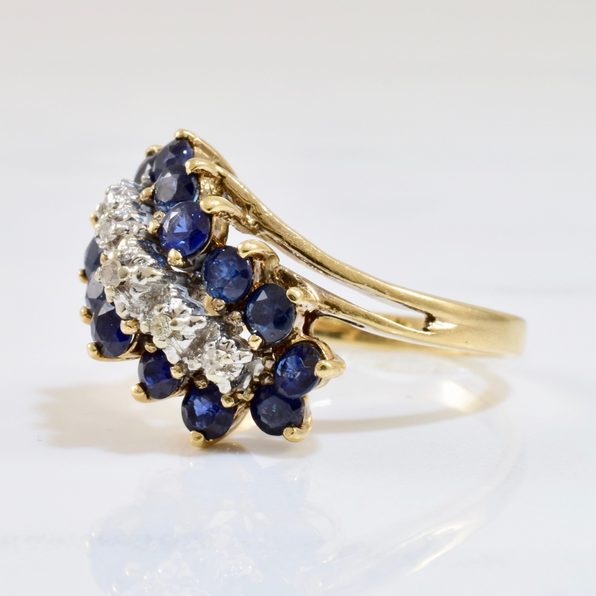 Sapphire and Diamond Bypass Ring | 0.02 ctw SZ 7 |