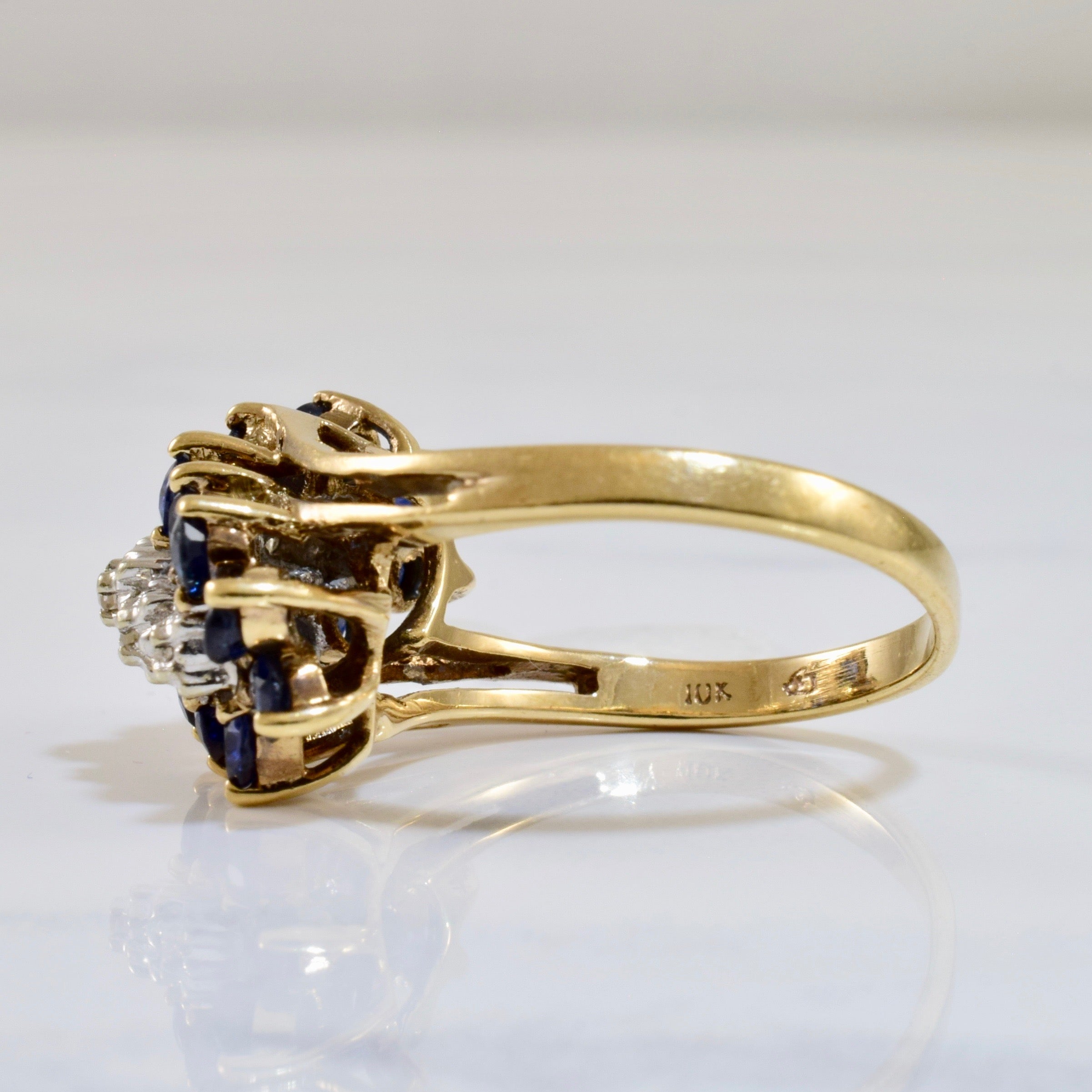 Sapphire and Diamond Bypass Ring | 0.02 ctw SZ 7 |
