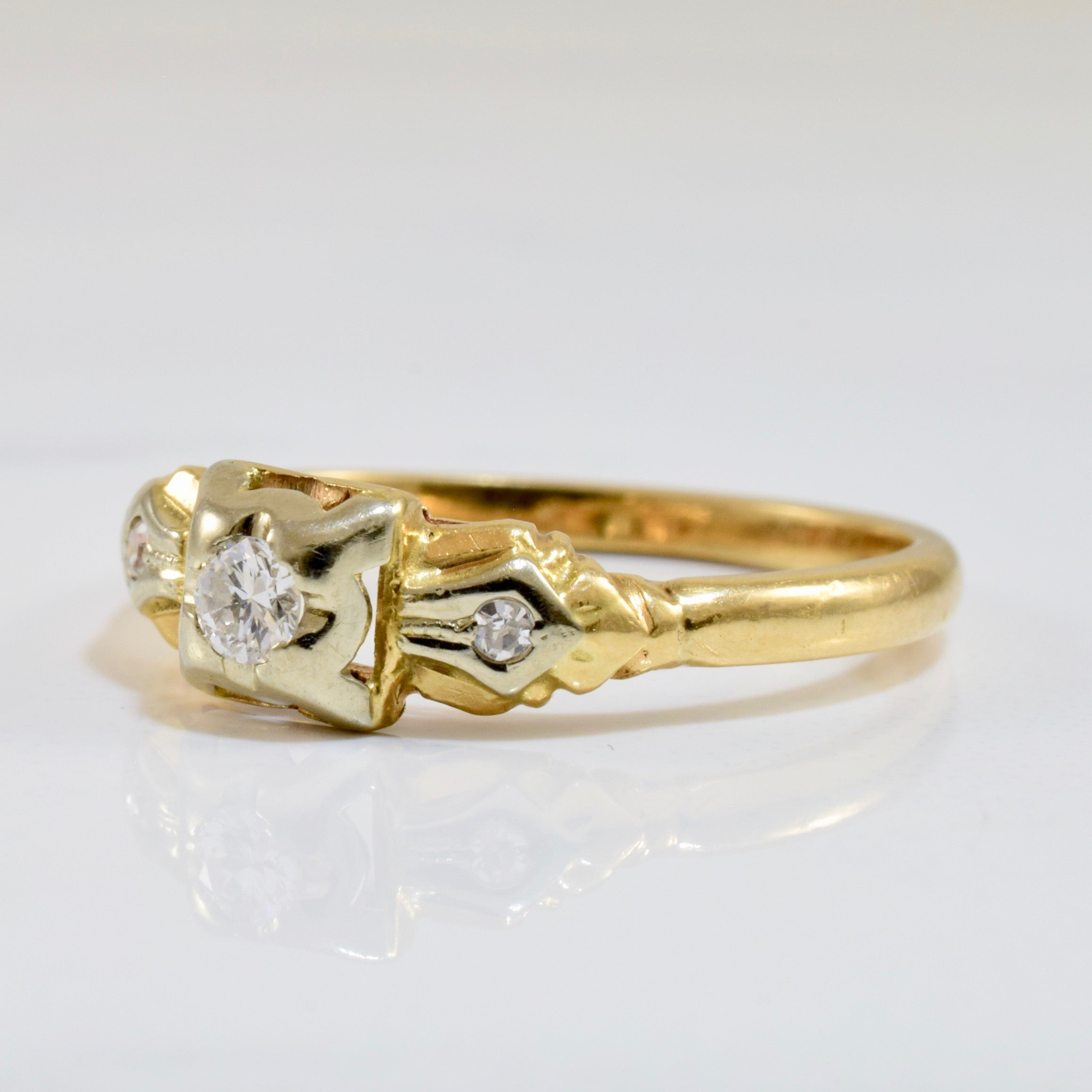 Petite Retro Era Engagement Ring | 0.11 ctw SZ 8 |