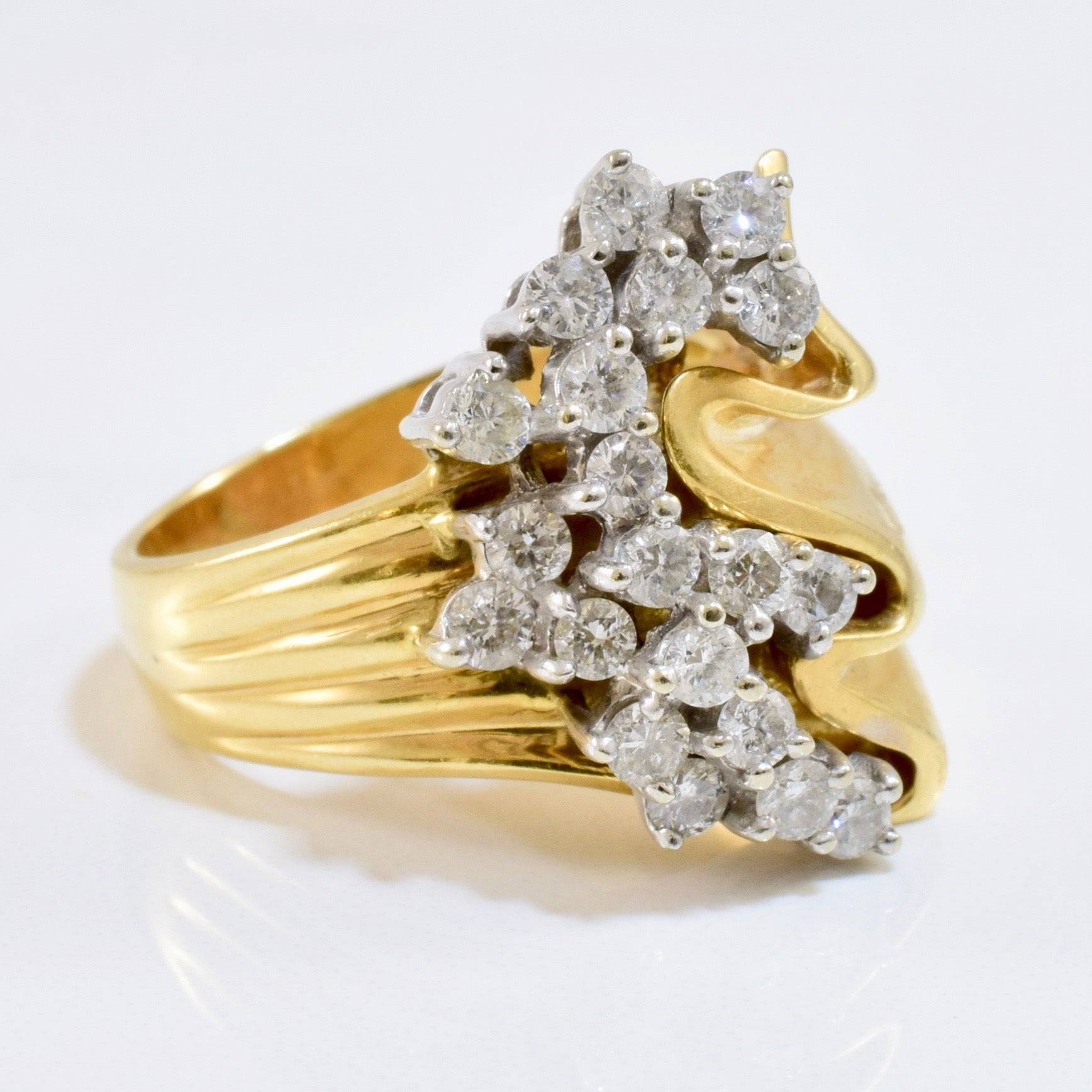 Large Diamond Cluster Wave Ring | 0.90 ctw SZ 7.25 |