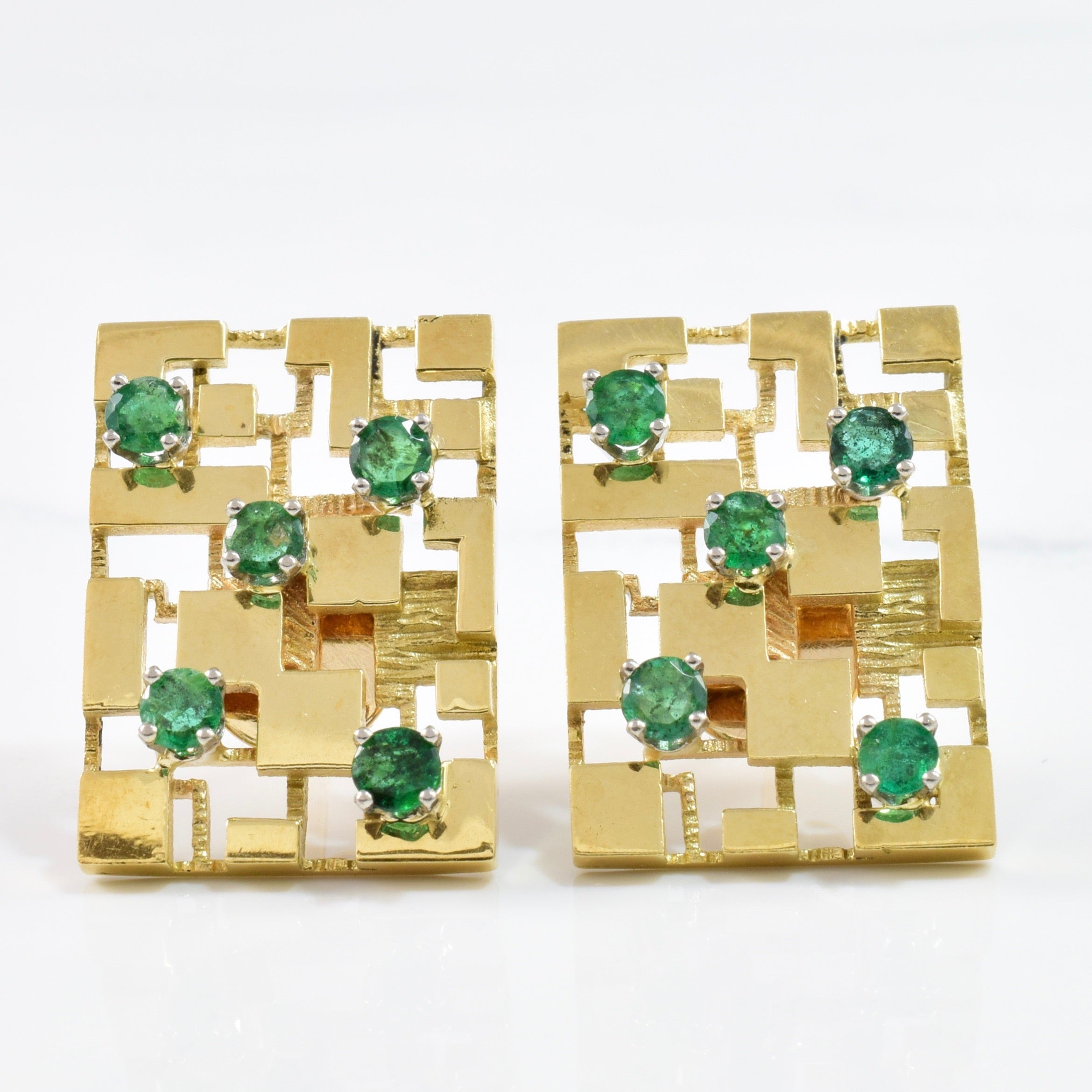 Geometric Emerald Earrings
