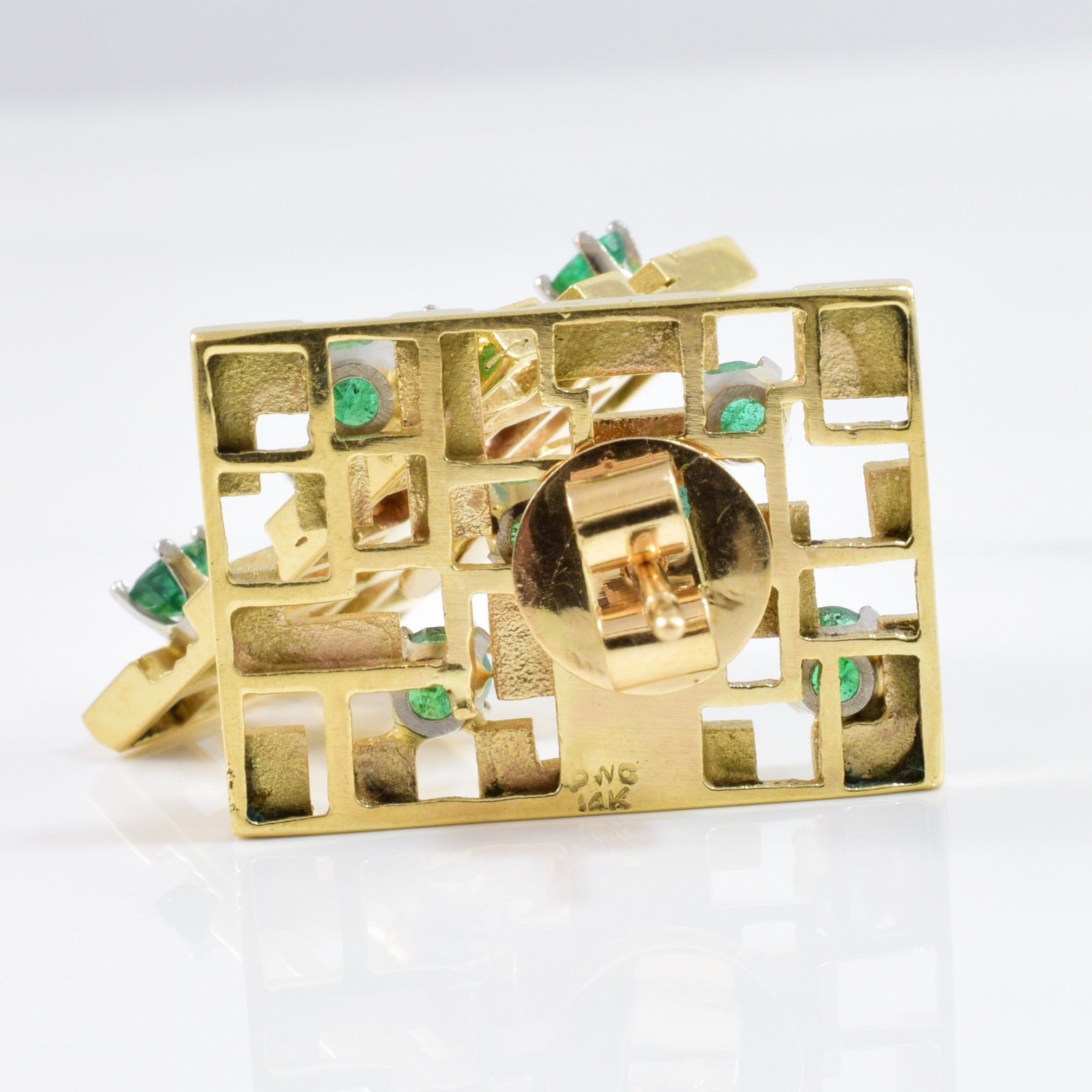 Geometric Emerald Earrings