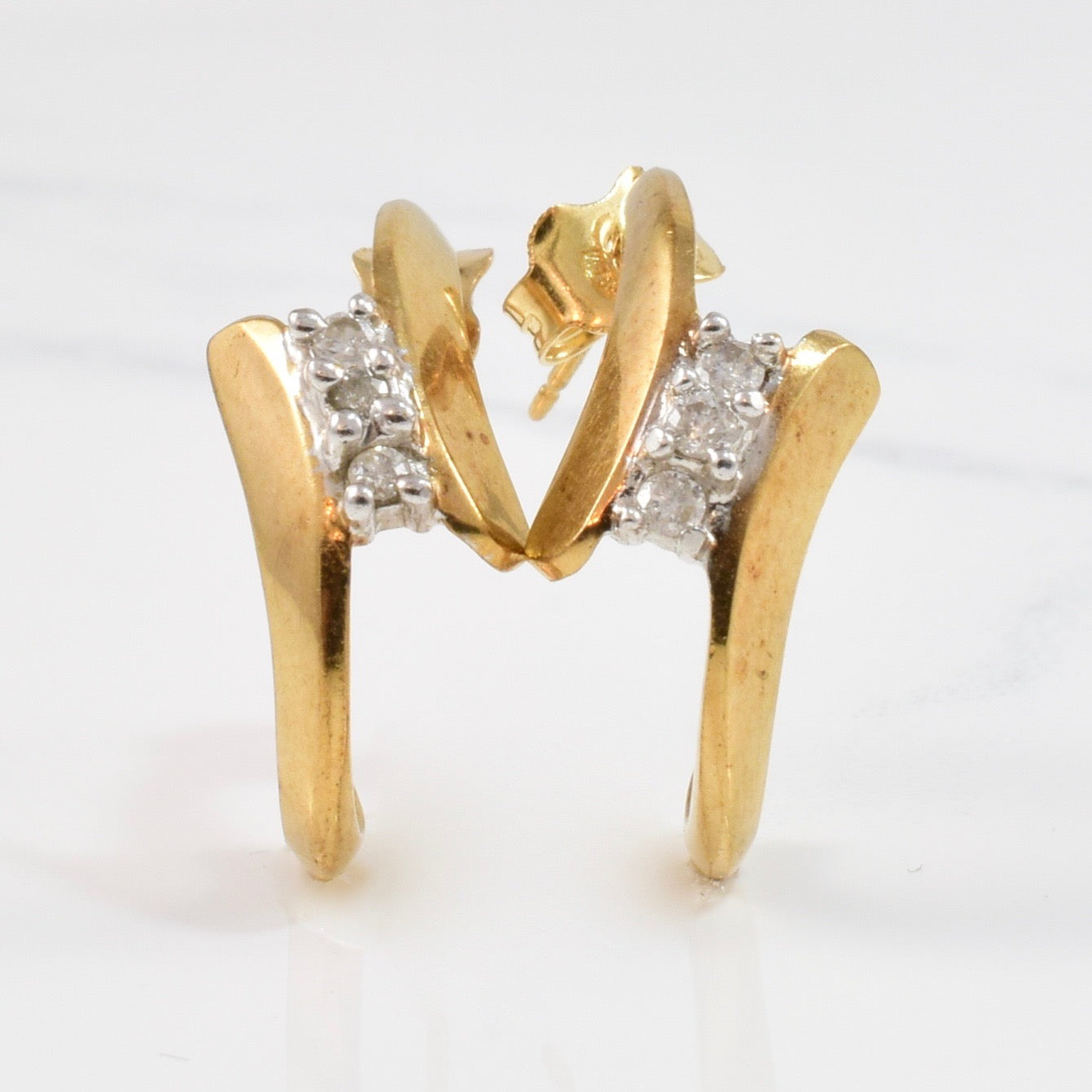 Bypass Diamond Half Hoop Earrings | 0.12 ctw |