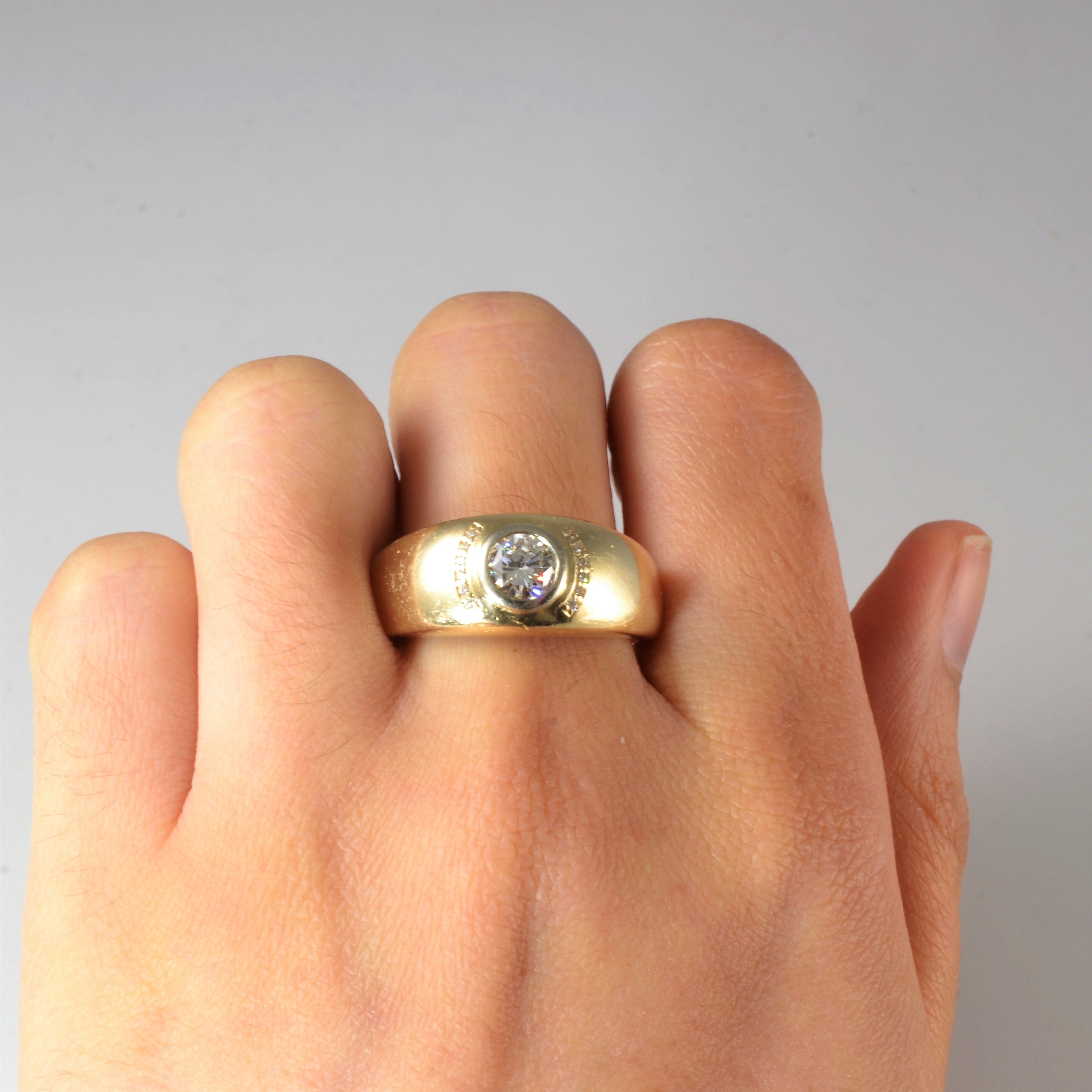 Bezel Set Diamond Dome Ring | 0.74ctw | SZ 10.5 |