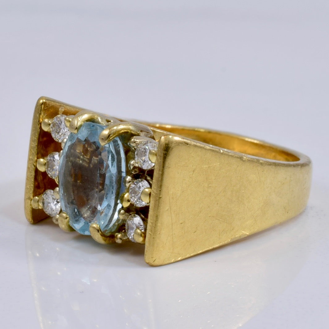 Oval Aquamarine with Accent Diamonds | 0.18 ct SZ 2 |