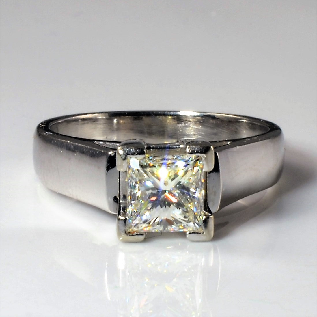 Wide Band Princess Diamond Engagement Ring SZ