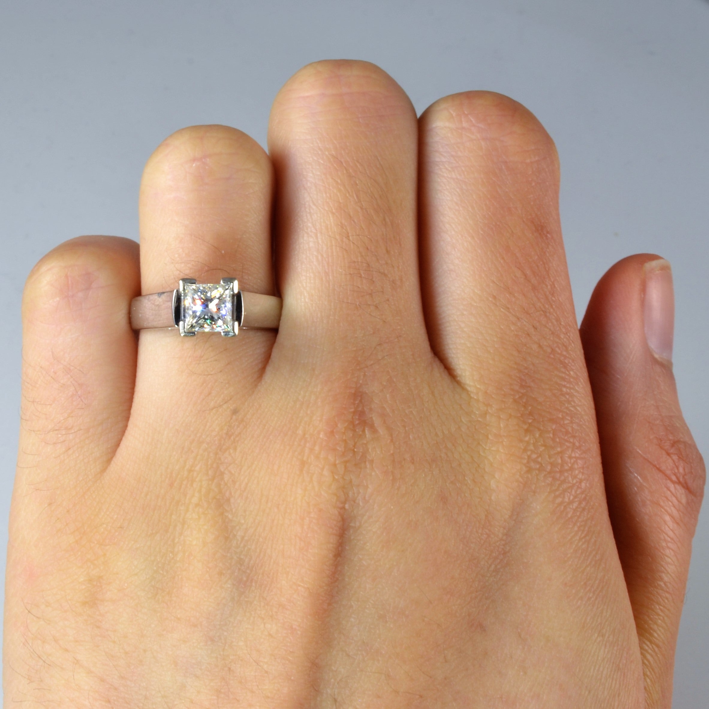 Wide Band Princess Diamond Engagement Ring | 1.01ct | SZ 5.5 |