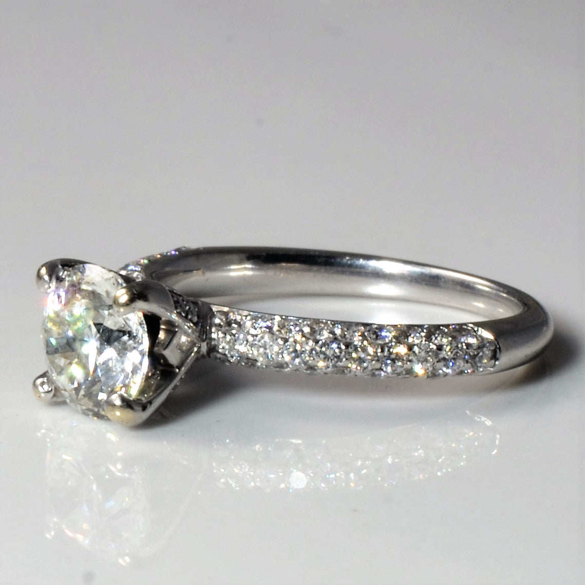Pave Diamond Gallery Engagement Ring | 1.54ctw | SZ 4.5 |
