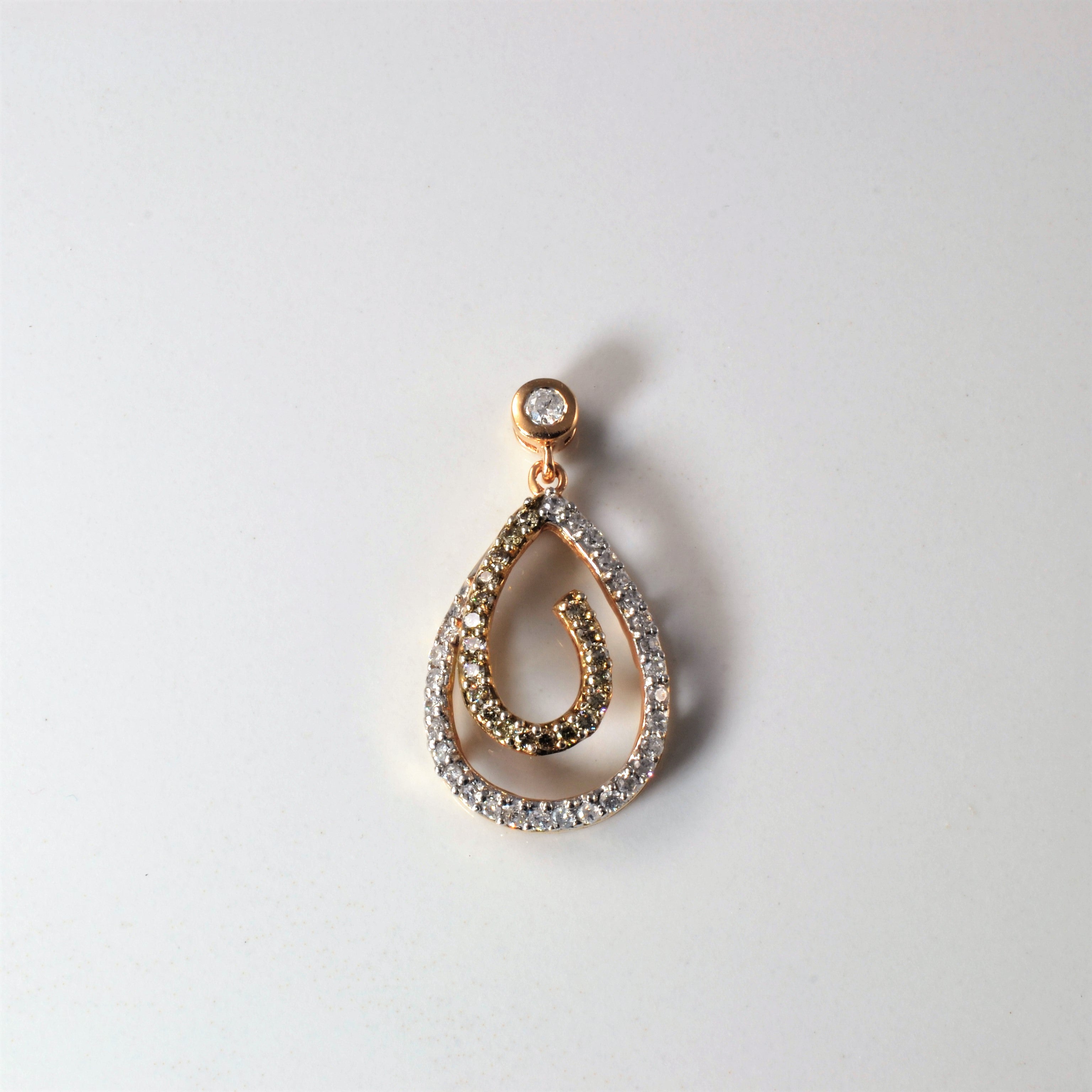 White & Yellow Diamond Tear Drop Pendant | 0.80ctw |