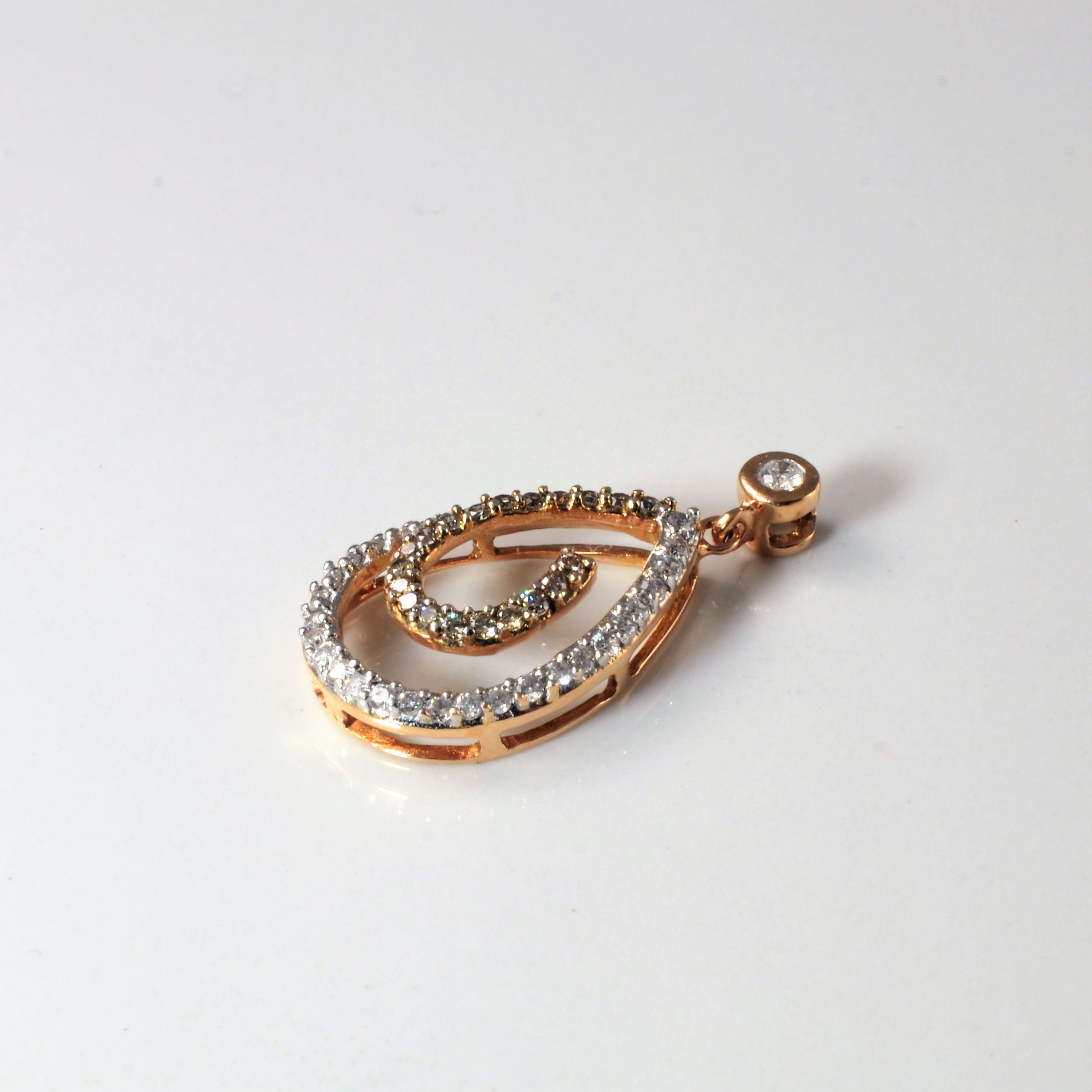 White & Yellow Diamond Tear Drop Pendant | 0.80ctw |