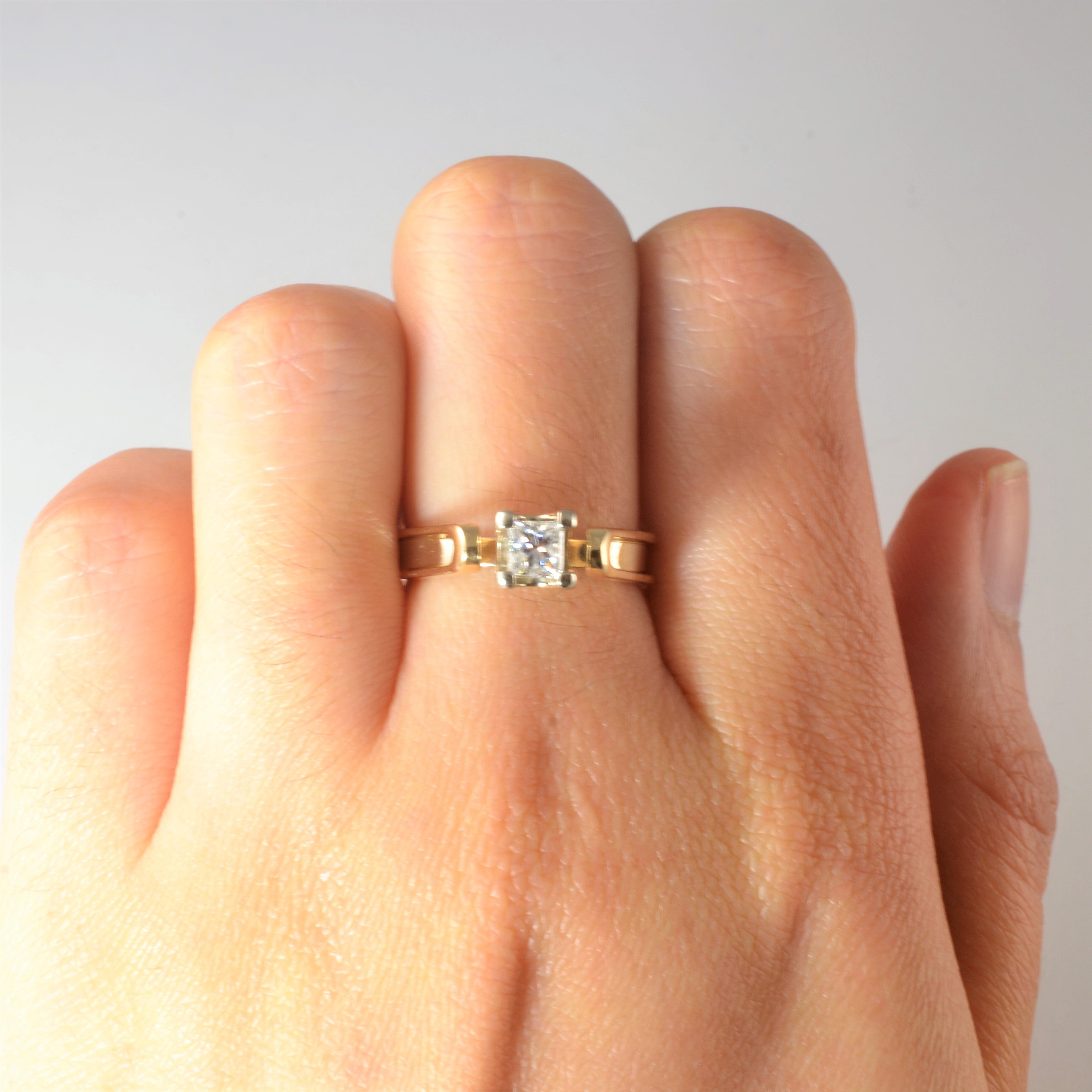 Princess Diamond Ring With Unique Band | 0.40ct | SZ 6.25 |