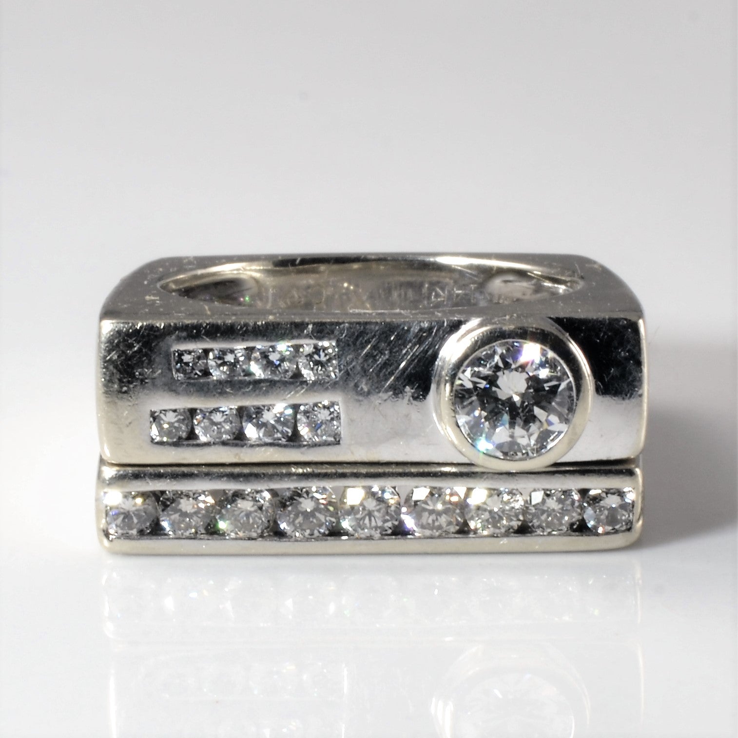 Diamond Bar Wedding Set | 1.26ctw | SZ 7.25 |