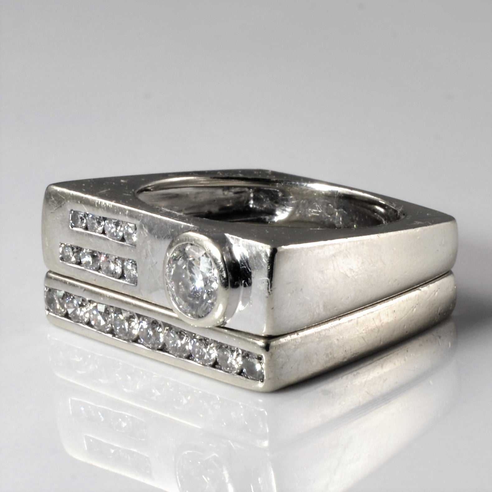 Diamond Bar Wedding Set | 1.26ctw | SZ 7.25 |