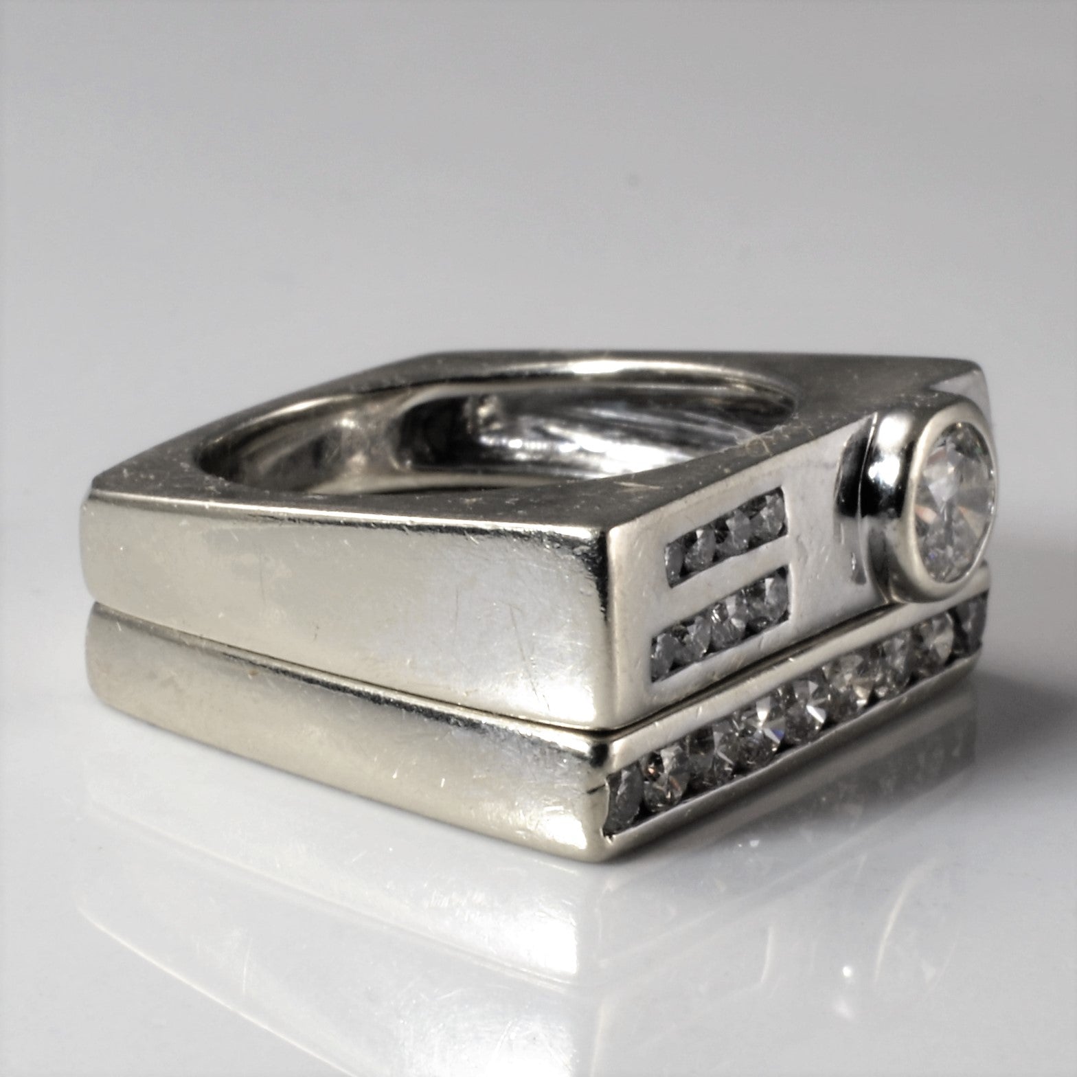 Diamond Bar Wedding Set | 1.26ctw | SZ 7.25 |